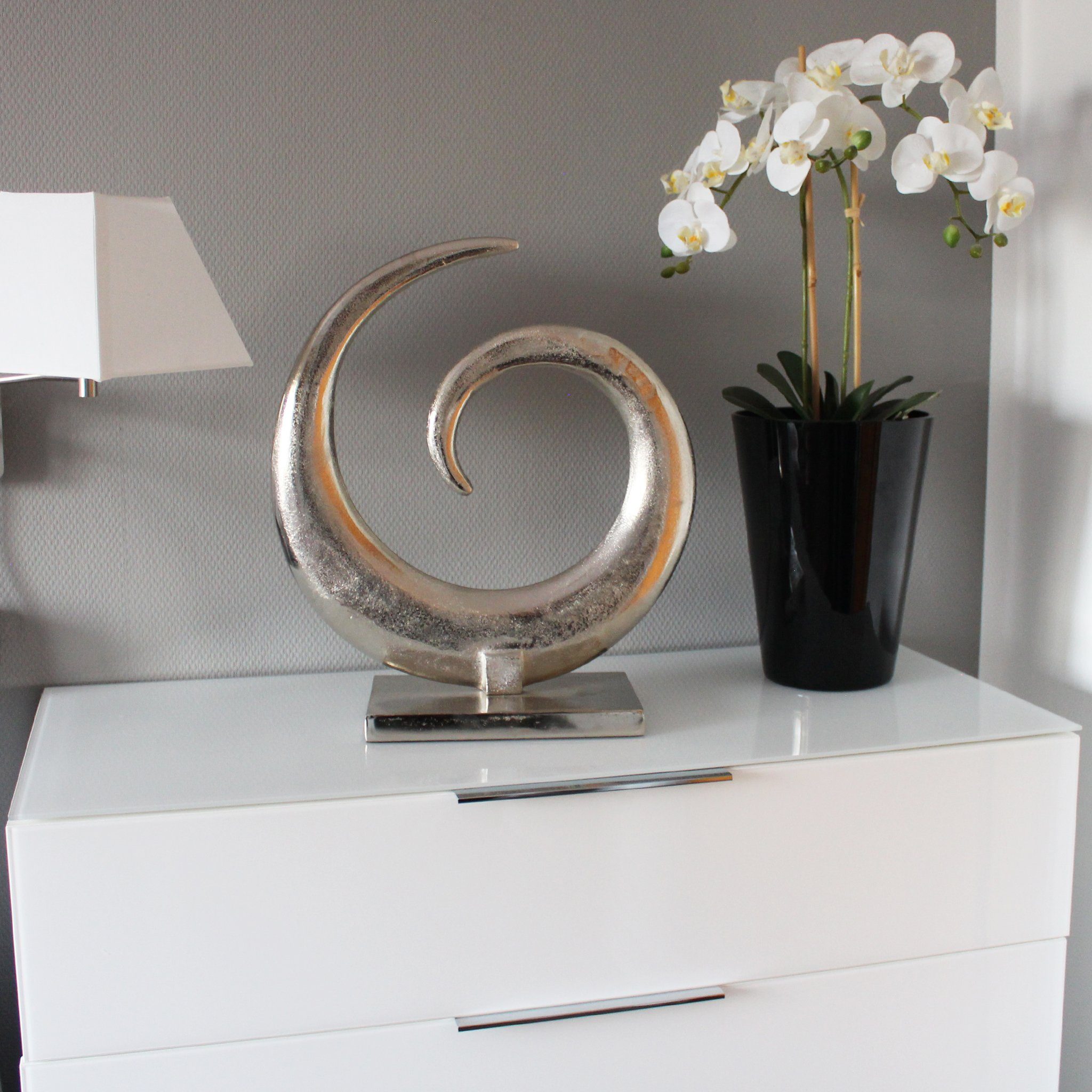 Arnusa Dekofigur abstrakte Skulptur aus Metall 43x38 cm 2,4 Kg silberfarben, moderne Dekoration aus Aluminium