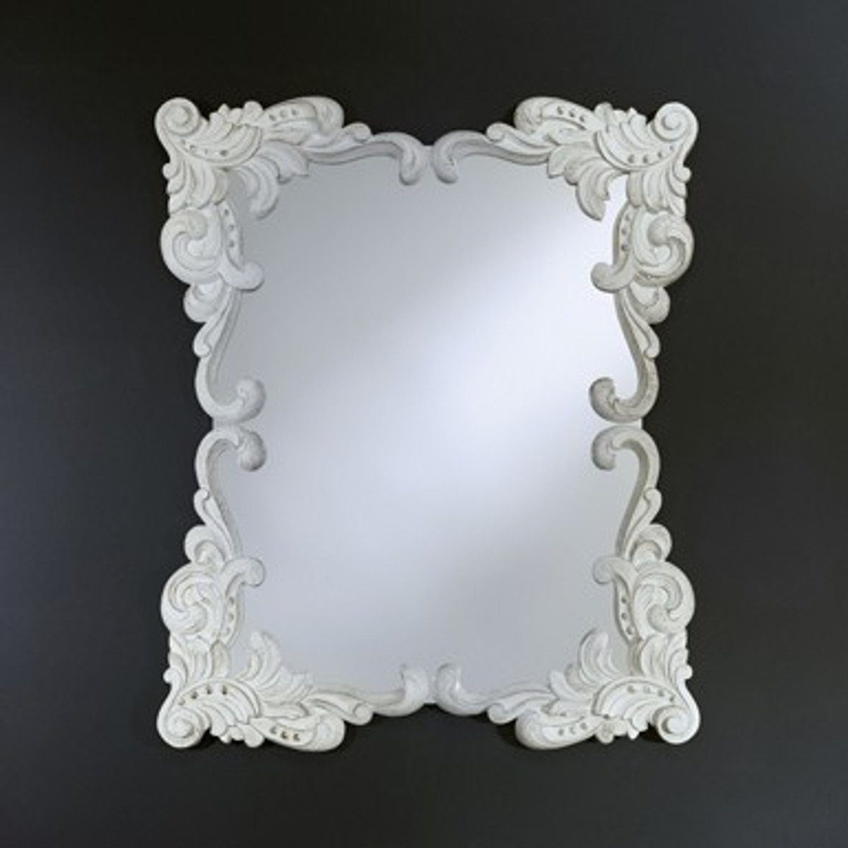 Antik Stil 110 Barock cm - Spiegel Weiß x Padrino Barockspiegel Barocker Wandspiegel 92 Antikweiß Casa