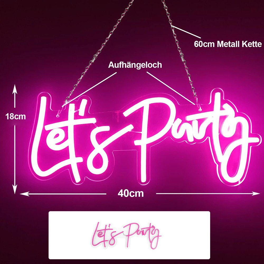 LED Deko Wand Sign Dekolicht MUPOO Light Party,Neon Let's Schild Neon Rosa Schlafzimmer,Neon