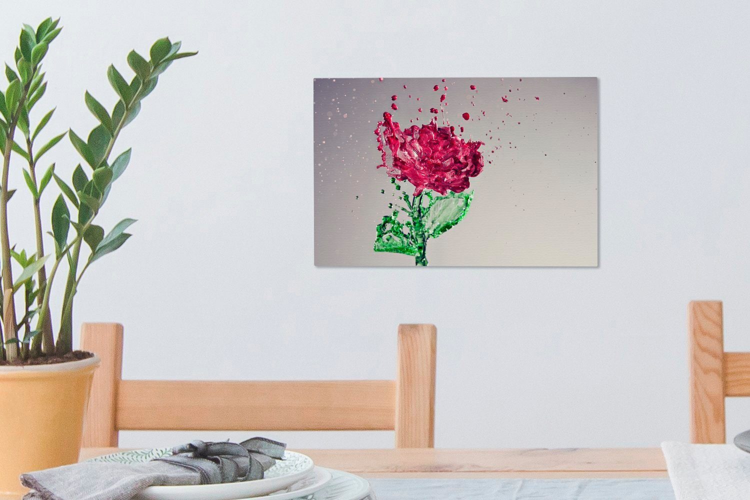 OneMillionCanvasses® Leinwandbild Rosen 30x20 (1 St), Leinwandbilder, Wasser - Aufhängefertig, Wanddeko, - Wirkung, cm Wandbild