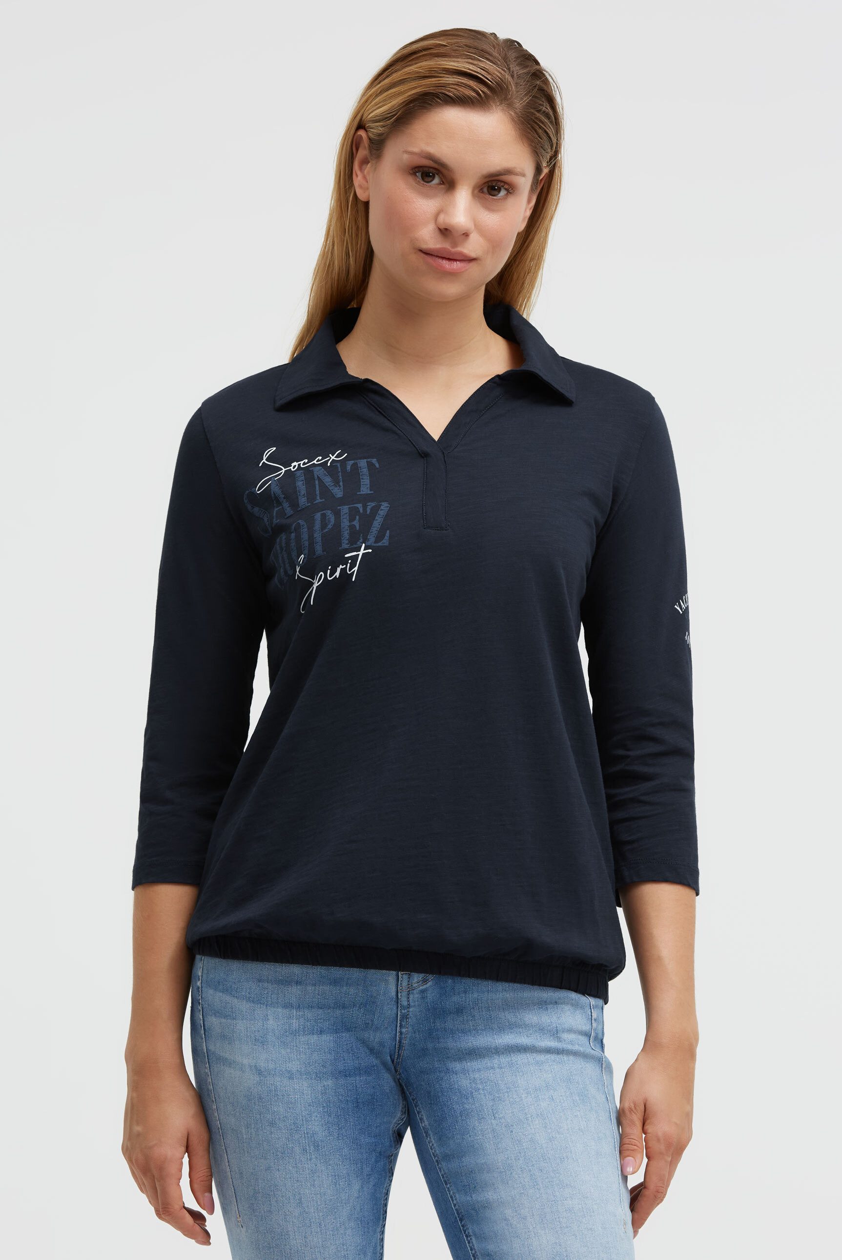 SOCCX Poloshirt mit Gummizug im Saum