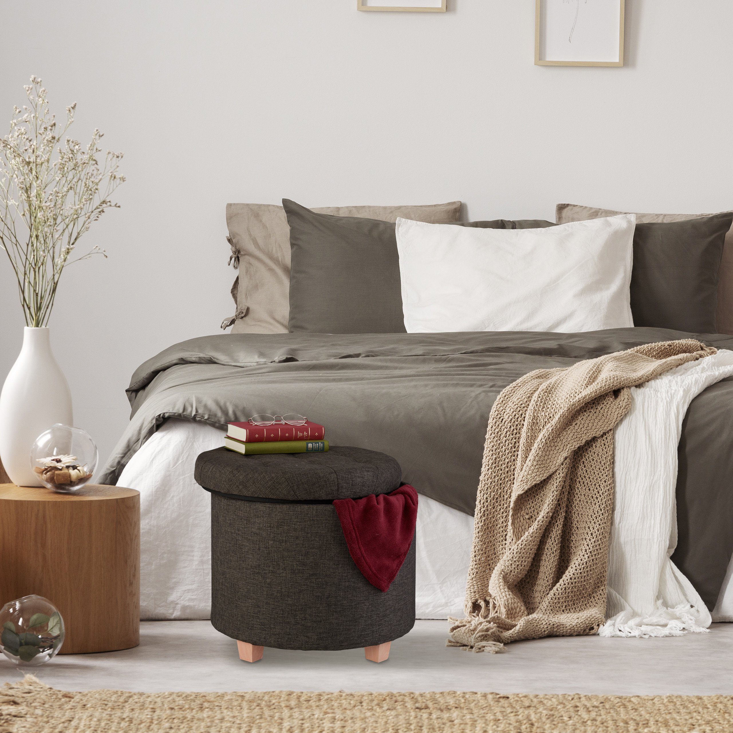 relaxdays Sitzhocker Runder Sitzhocker mit Stauraum, günstig online kaufen