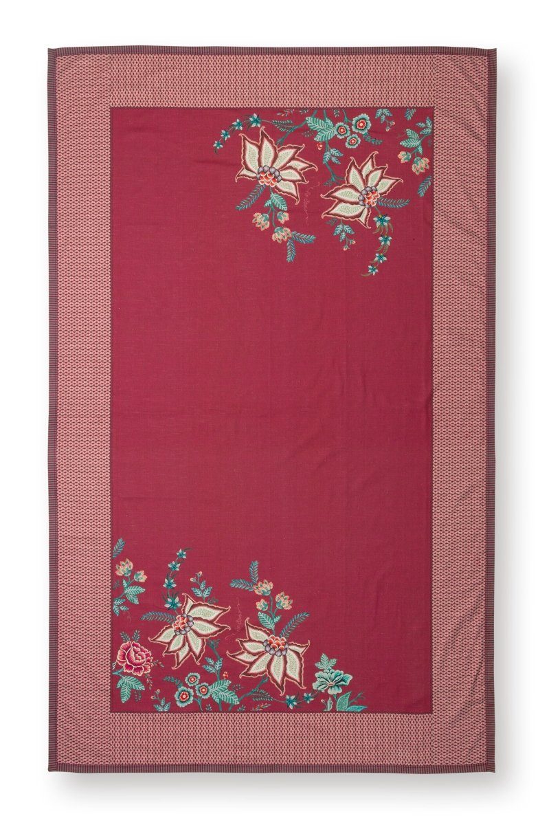 PiP Studio Tischdecke Flower Festival Tischdecke dark pink 150 x 250 cm, Table Cloth Flower Festival Dark Pink 150x250cm