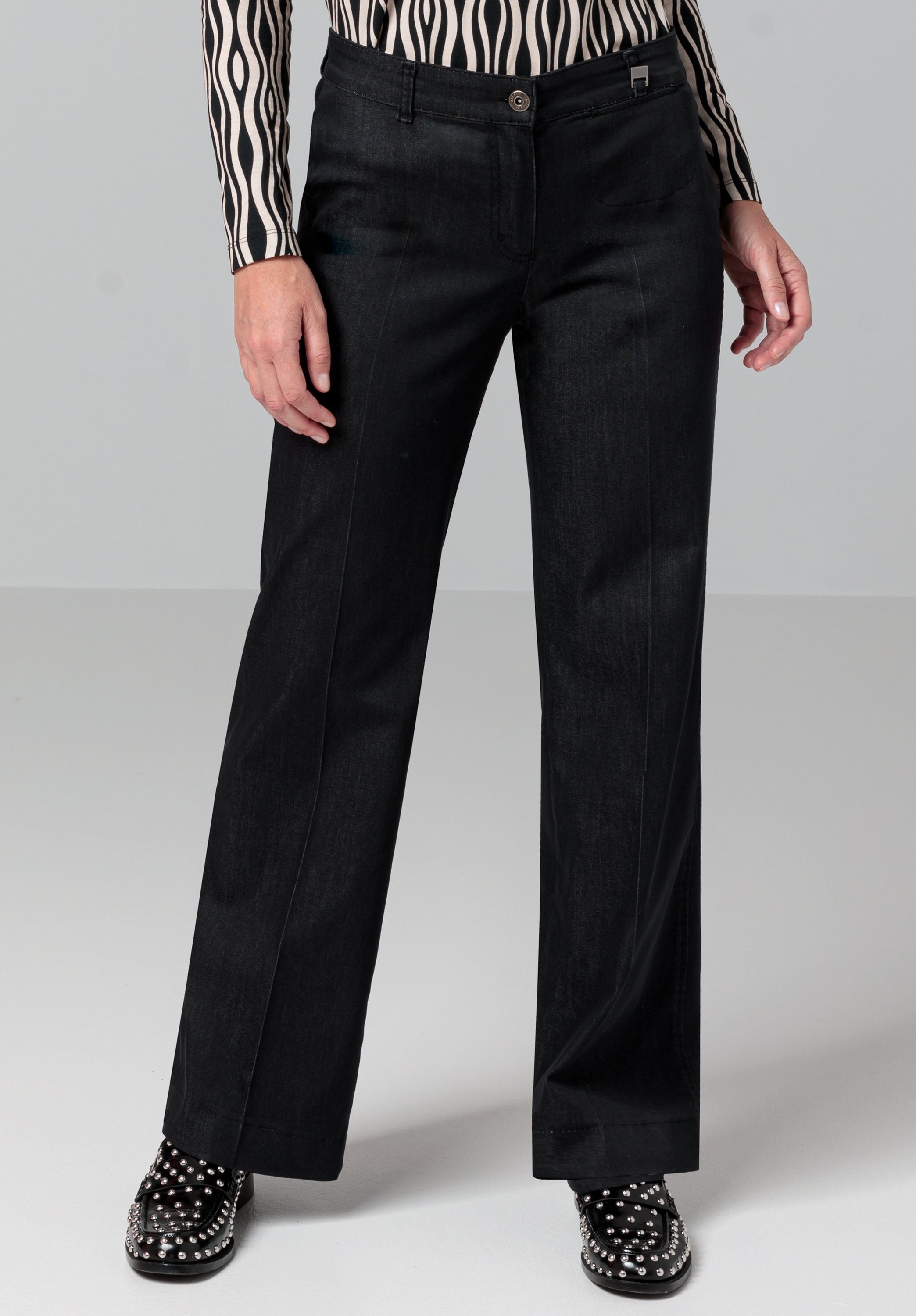 super aus black Denim bianca Stretch-Jeans elastischem MELBOURNE
