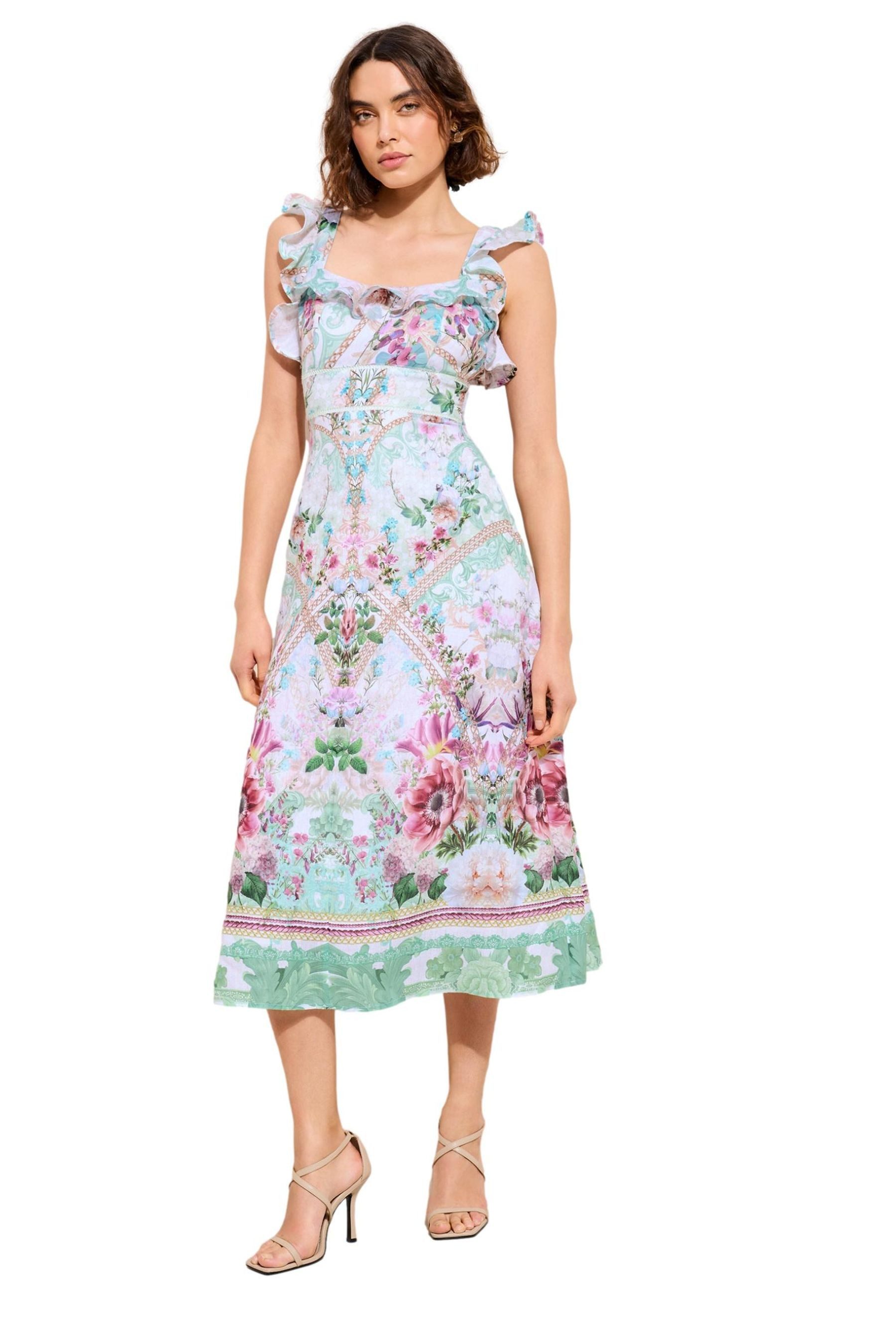 LIPSY Midikleid Lipsy Midikleid mit Blumen-Print, Rüschenärmeln (1-tlg)