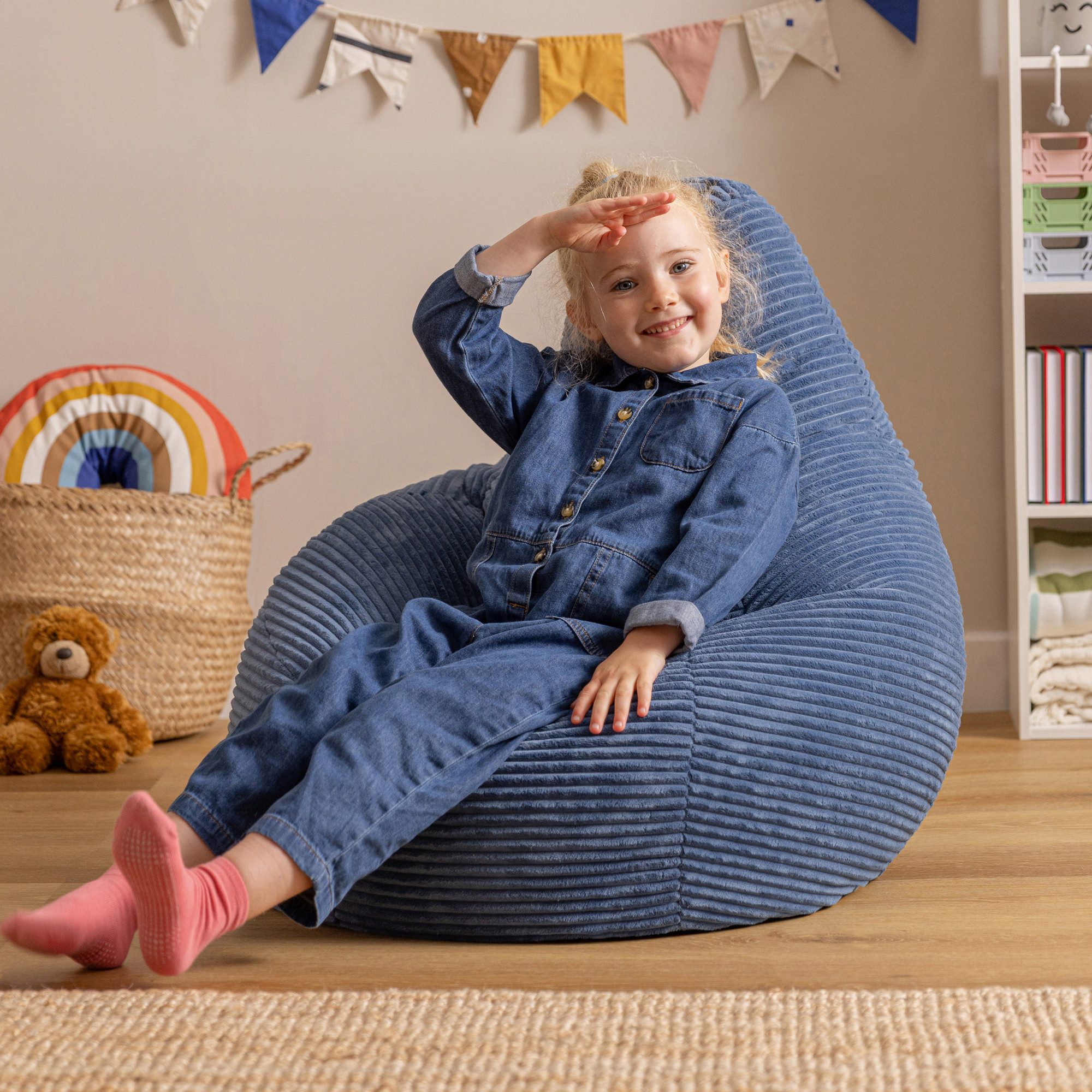 icon Sitzsack Kinder Sessel aus Cord Flauschig „Dalton", 69x59x65cm, Made i günstig online kaufen