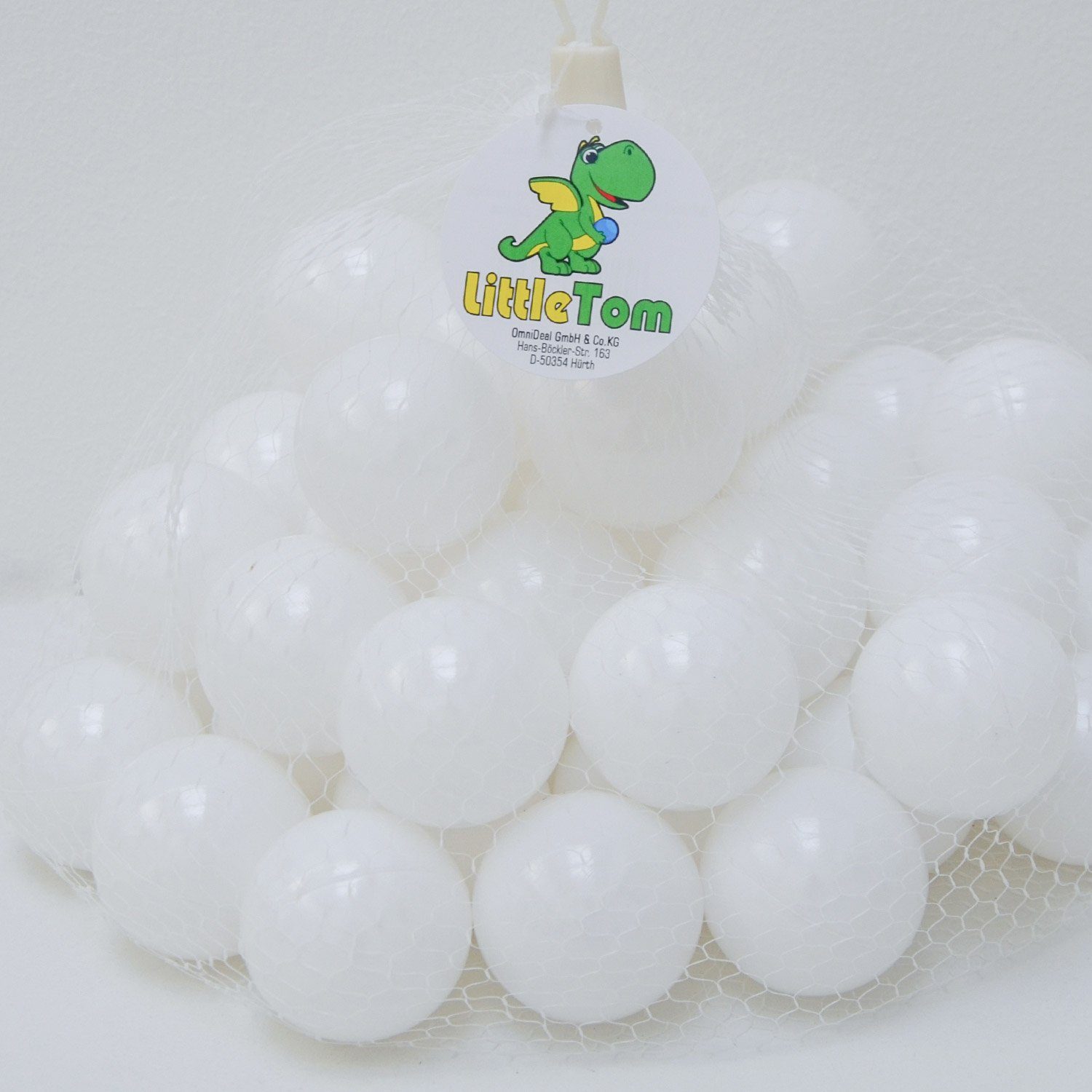 LittleTom Bälle Bällebad Spielbälle Plastikbälle, 50 Babybälle 5,5cm für weiss Bällebad-Bälle