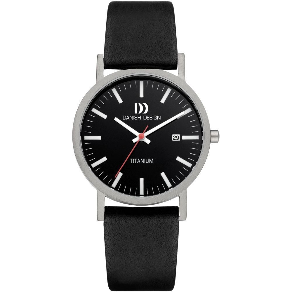Danish Design Titanuhr DANISH DESIGN Herren Armbanduhr RHINE IQ13Q1273 schwarz 39mm Lederband