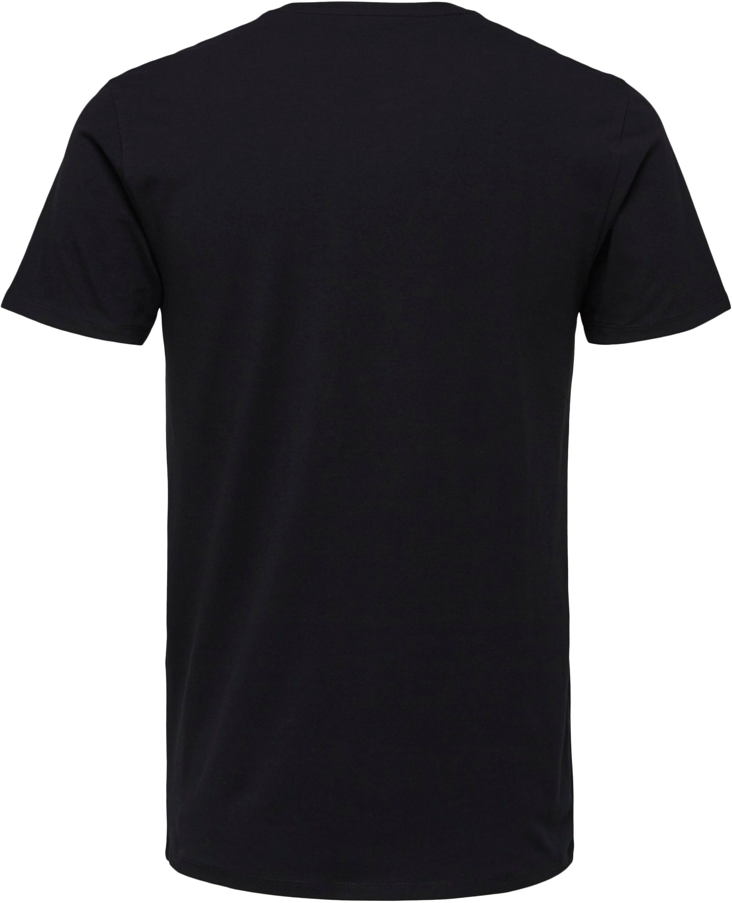 Rundhalsshirt Basic HOMME SELECTED T-Shirt black