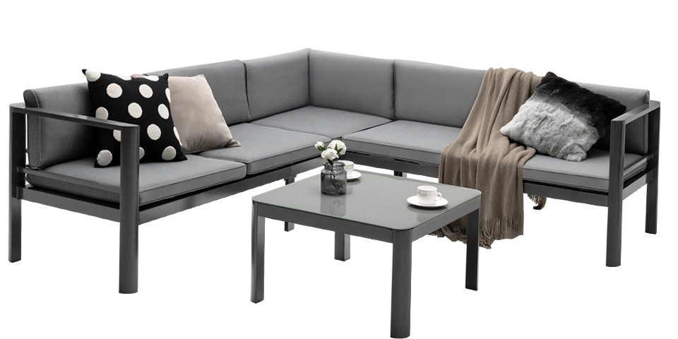 COSTWAY Gartenlounge-Set, Aluminium wetterfest, 6-fach Verstellbar, für Terrasse, Garten