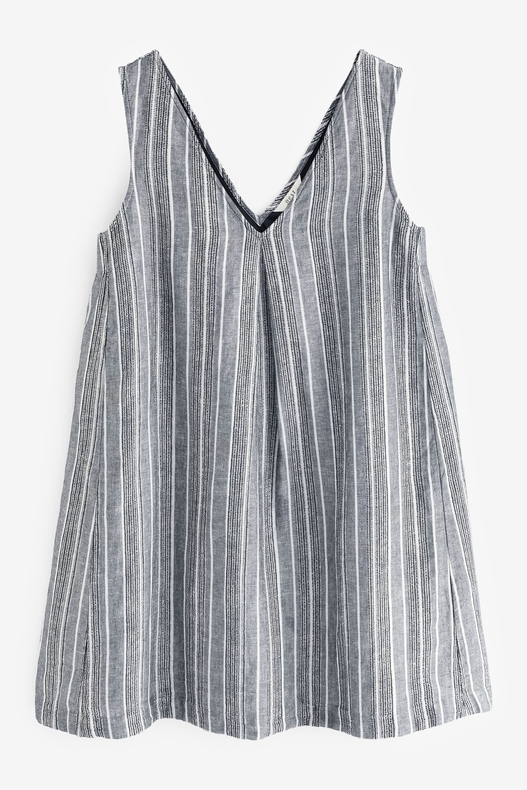 Sommerkleid Minikleid aus Leinenmischung mit V-Ausschnitt
