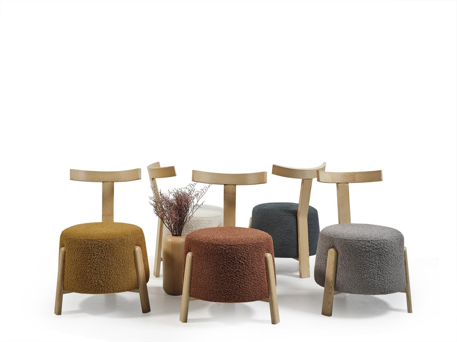 JVmoebel Esszimmerstuhl Textil Stuhl Made Neu Sitz Rund, Grau in Polsterstuhl Europe Esszimmer