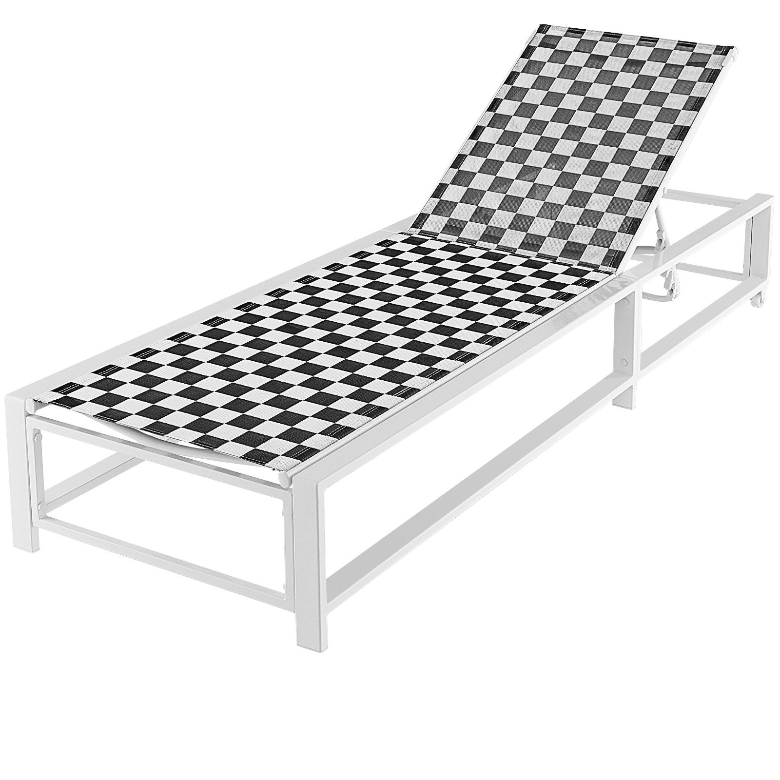 COSTWAY Gartenliege, 6 Fach verstellbare Terrassenliege mit Rädern, 180 kg