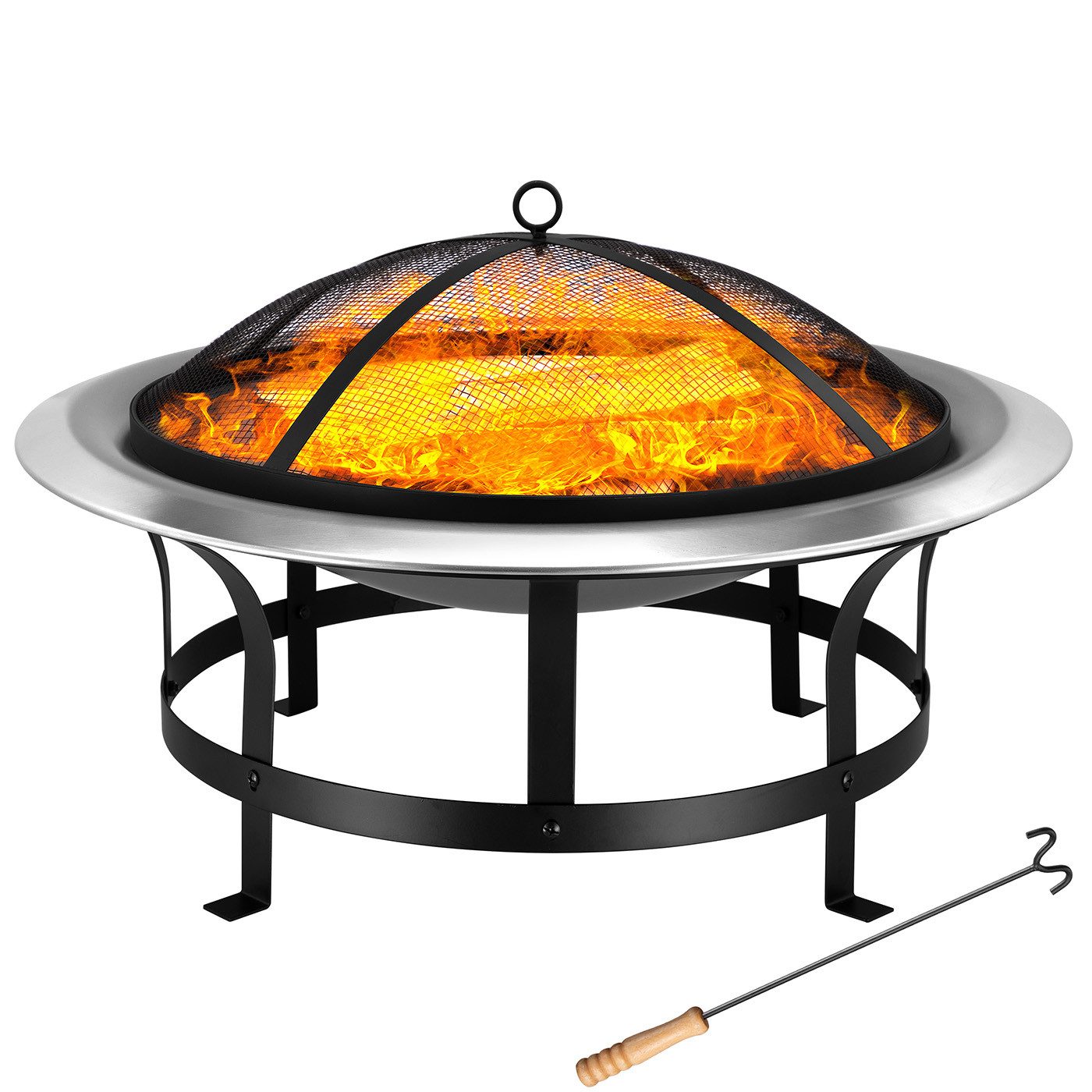Gardebruk Feuerschale XL, Feuerkorb Garten Funkenschutz 75cm Edelstahl Outdoor Grill