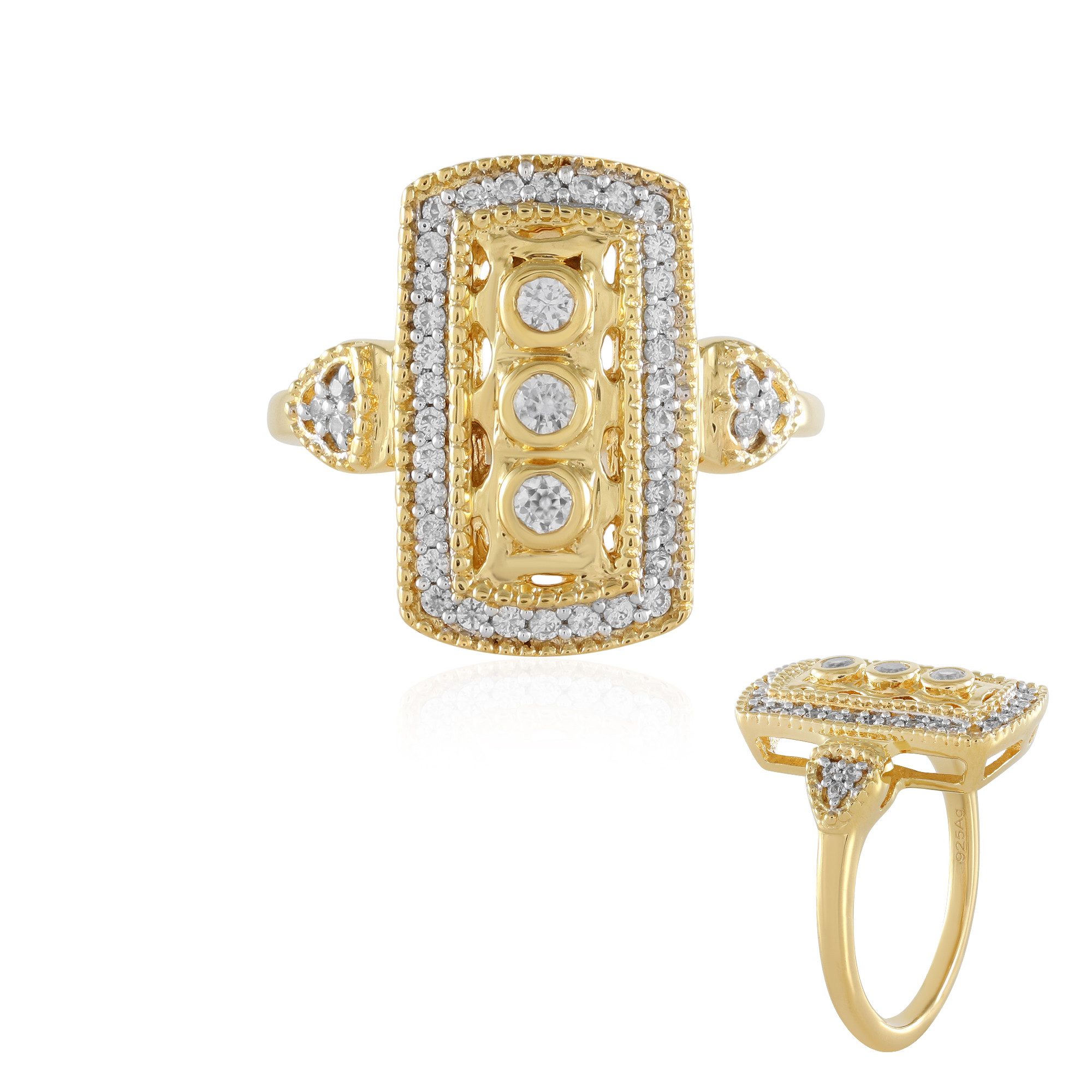 Cavill Silberring Cavill Silberring Damen, 0,49 ct Zirkon, vergoldet, Halo günstig online kaufen