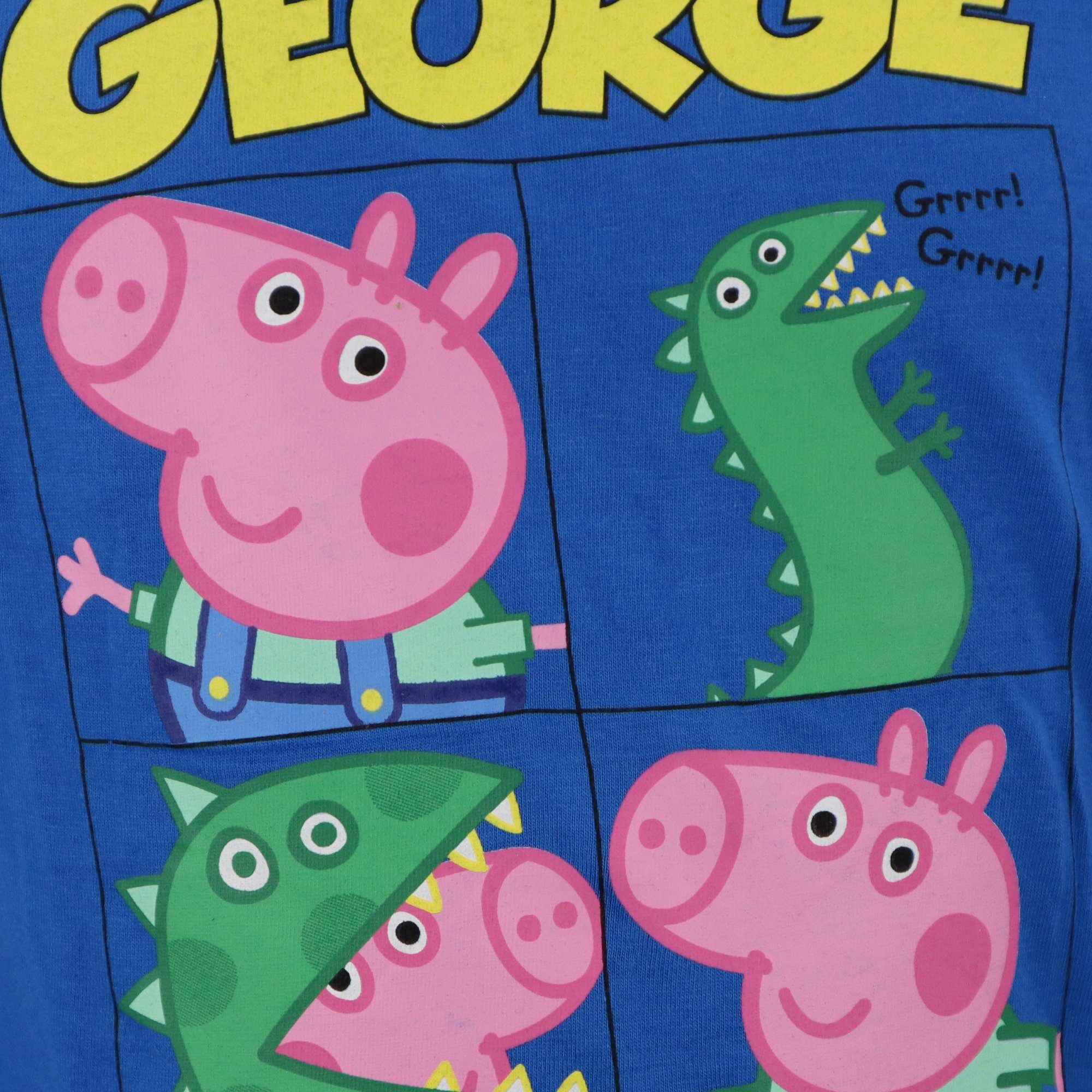 Peppa Pig Pyjama Peppa Gr. 104 Jungen 134 Blau Kinder Pig Schlafanzug bis George Wutz