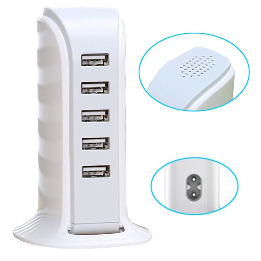 Bolwins I21C 5 Fach 4A 5V USB Port Netzteil Adapter Ladegerät Handy Pad Tablet USB-Ladegerät (2100 mA, Einzelset, 1-tlg., USB Ladegerät, 5 USB-Anschlüsse, gleichzeitiges Laden mehrerer Geräte)