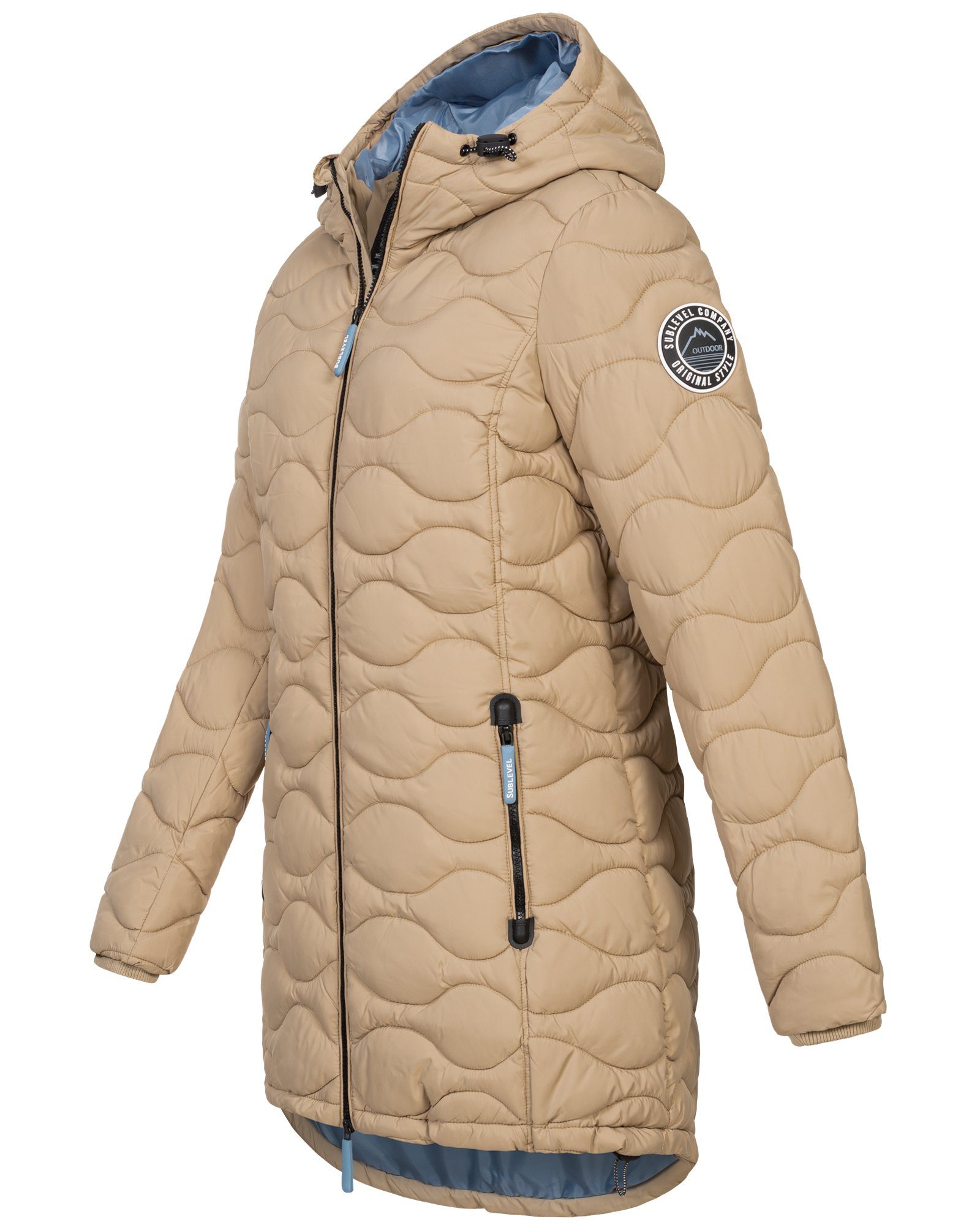 Jacke Steppjacke Beige Steppjacke Damen SUBLEVEL Parka Mantel Steppmantel Wintermantel Winter