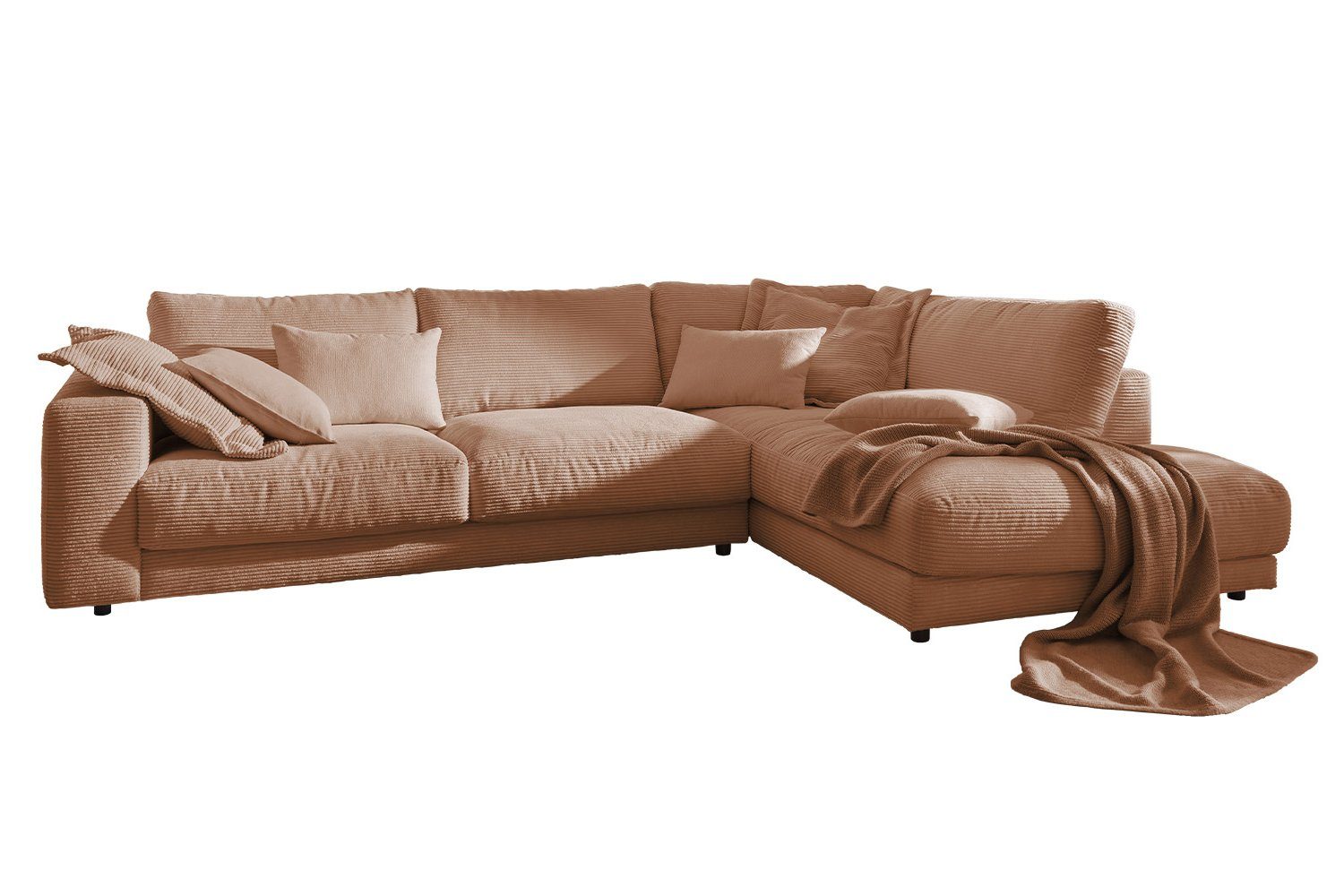 Recamiere versch. Sofa KAWOLA MADELINE, rechts od. Farben Ecksofa Cord, links, rost