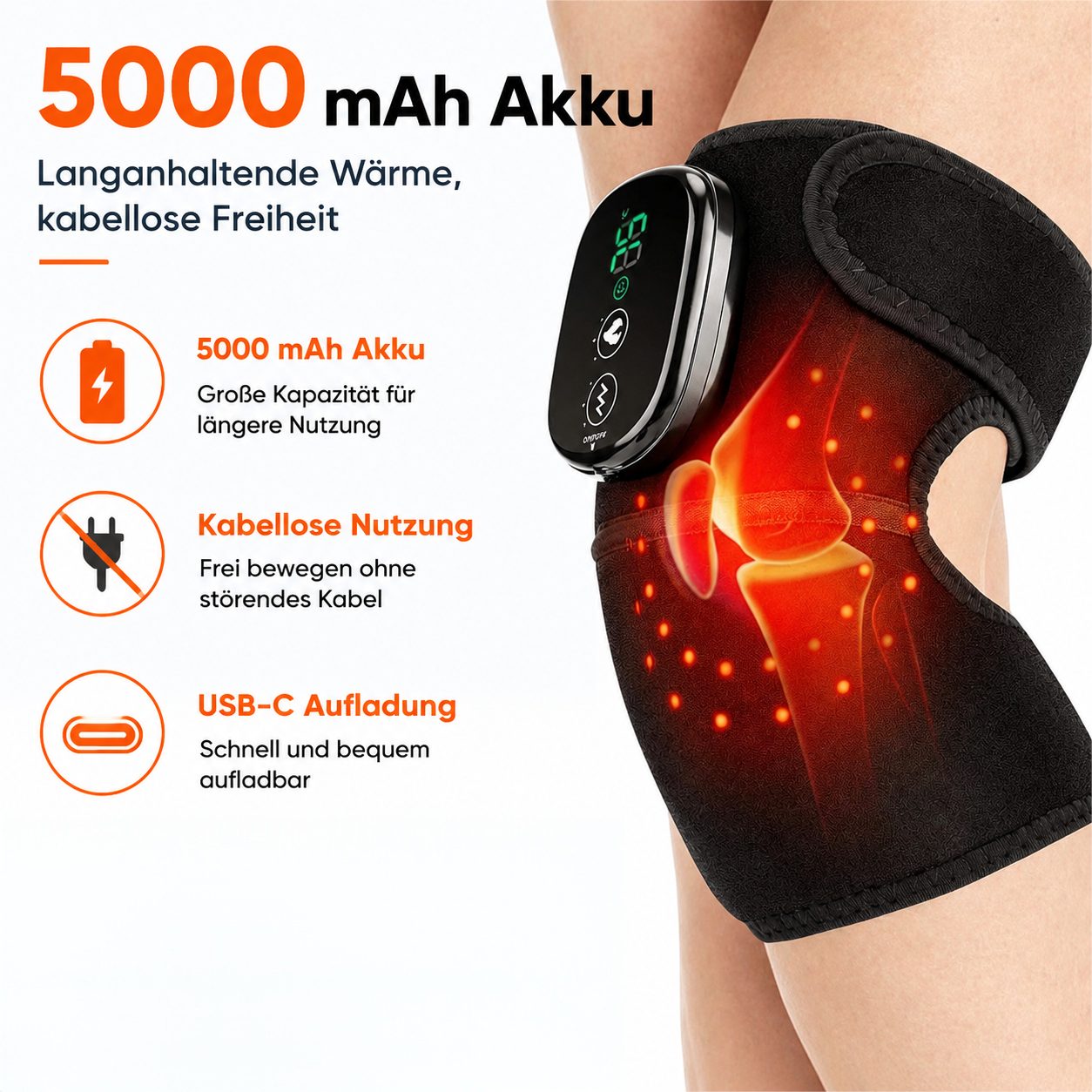 Toomoke Massagegerät Kniemassagegerät, Massagebandage, Wärmebandage für mehrere Körperzonen, Vibrationsmassagegerät für Knie, Schulter, Ellenbogen und Beine, 50 – Bild 4 von 5
