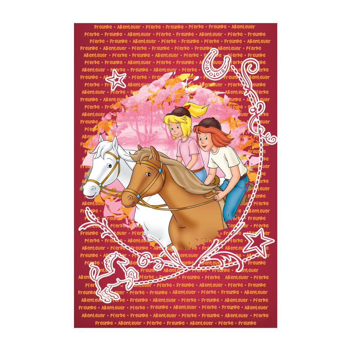 Poster Bibi und Tina Wettreiten auf Amadeus und Sabrina Poster 20x30 cm