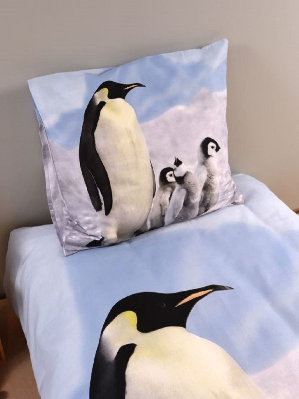 BrandMac Kinderbettwäsche Bettwäsche Set mit Pinguin 135 x 200 cm + 80 x 80 cm 100% Baumwolle, 2 teilig, Langlebig – Bild 5 von 5