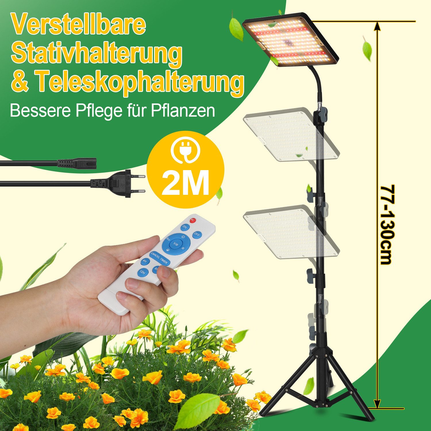 Clanmacy Pflanzenlampe LED Vollspektrum mit Ständer, günstig online kaufen