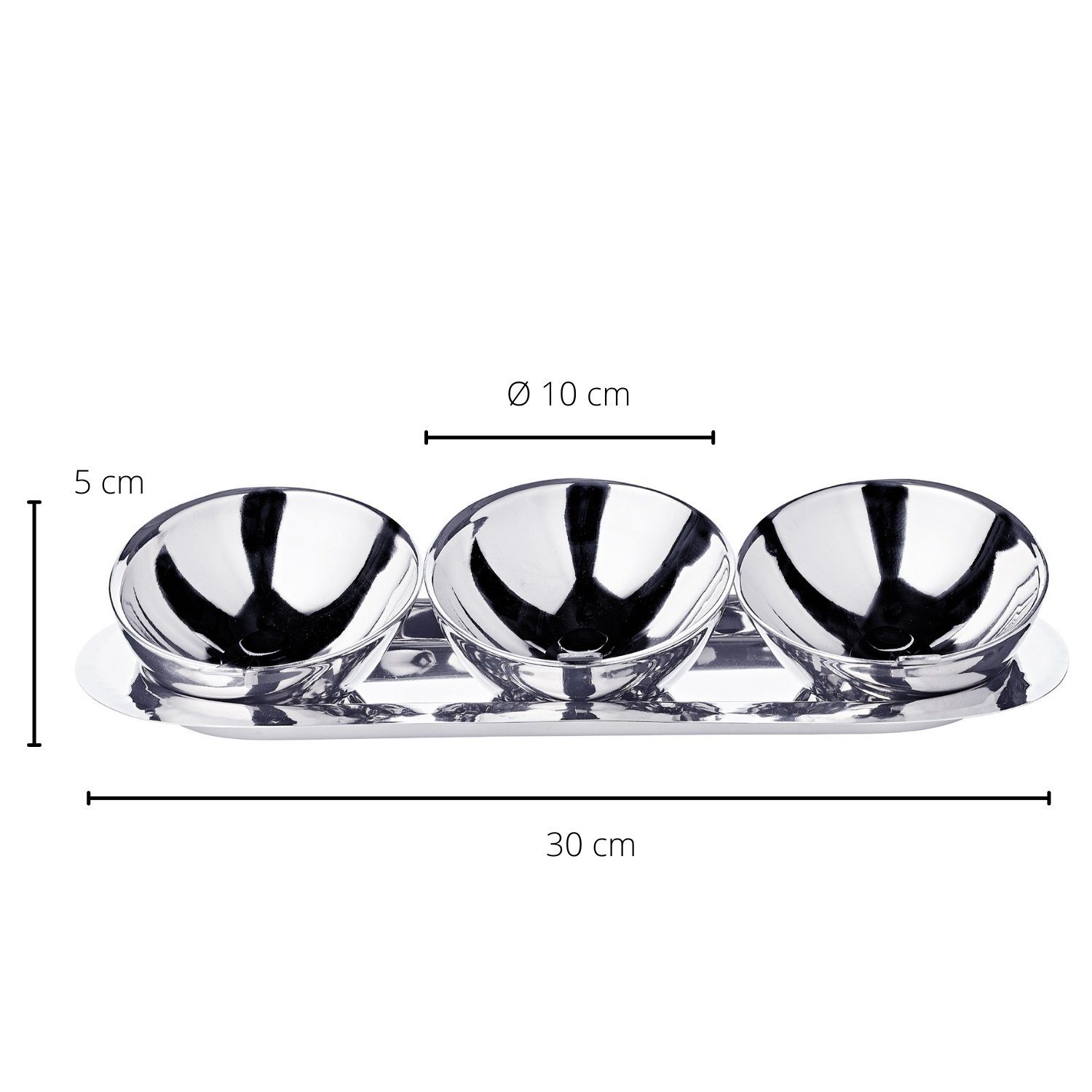 EDZARD Servierschale Asti, Edelstahl, 3er-Set, Silber-Optik, hochglanzpolierte, H 5 cm