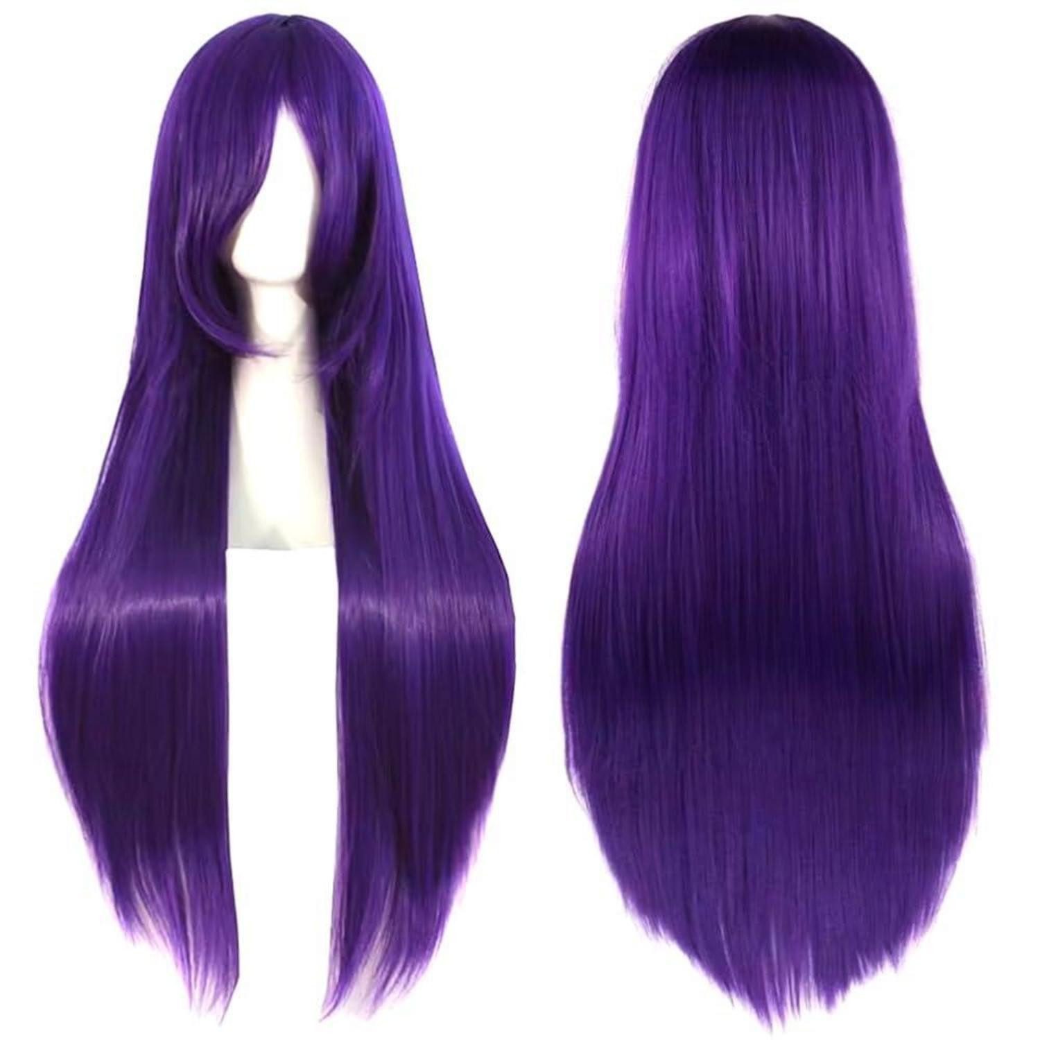 Kostüm-Perücke Perücke Damen Pony Kunsthaar Cosplay Karneval 80 cm dunkelviolett