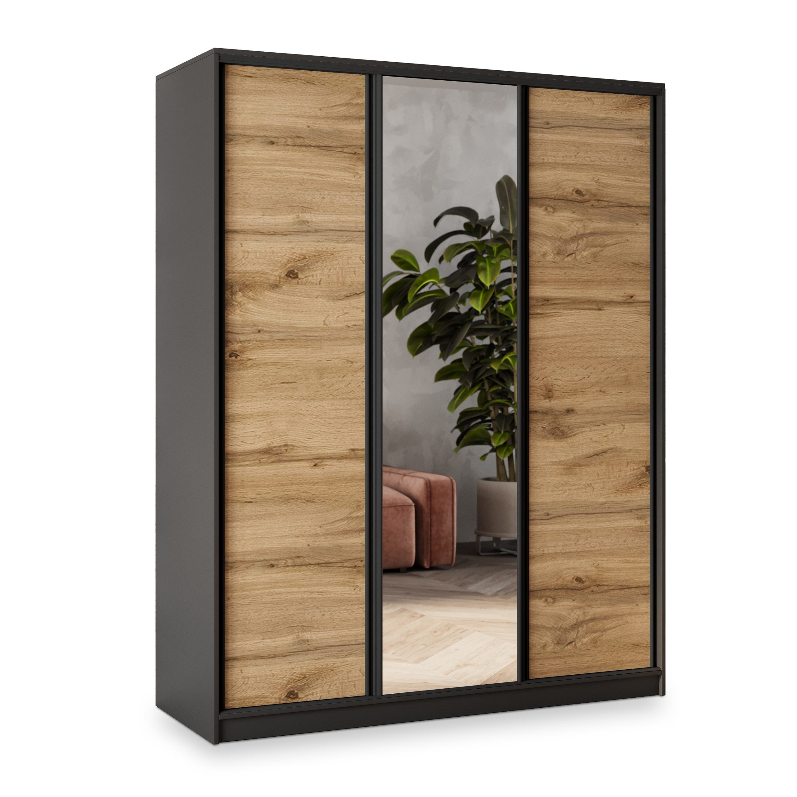 Masseno Schwebetürenschrank SORE Kleiderschrank mit Spiegel und Schubladen günstig online kaufen