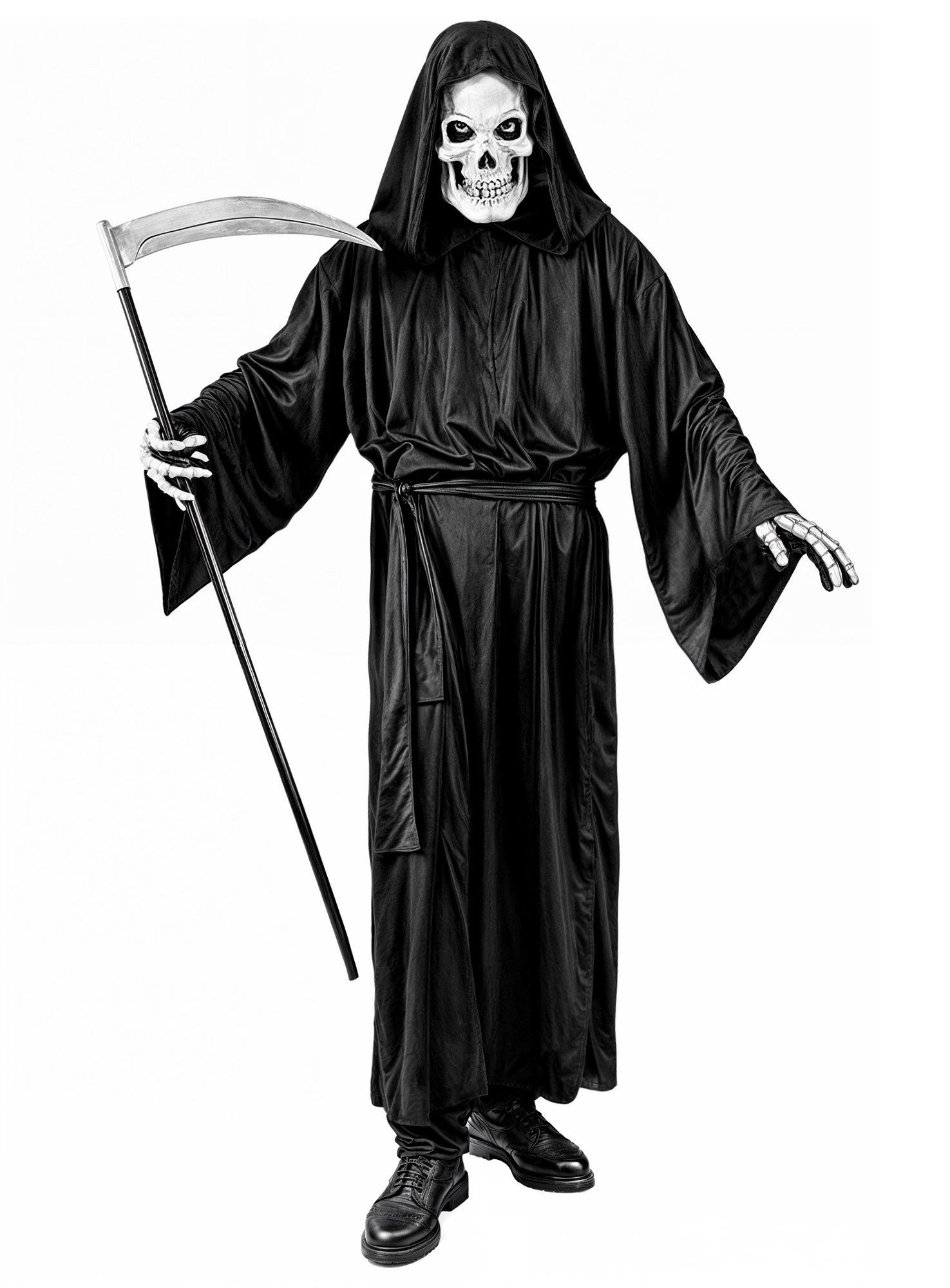 Fun World Kostüm Gevatter Tod - Sensenmann Halloween Kostüm Herren, Stimmungsvolle Schnitter Robe für Halloween und Fasching