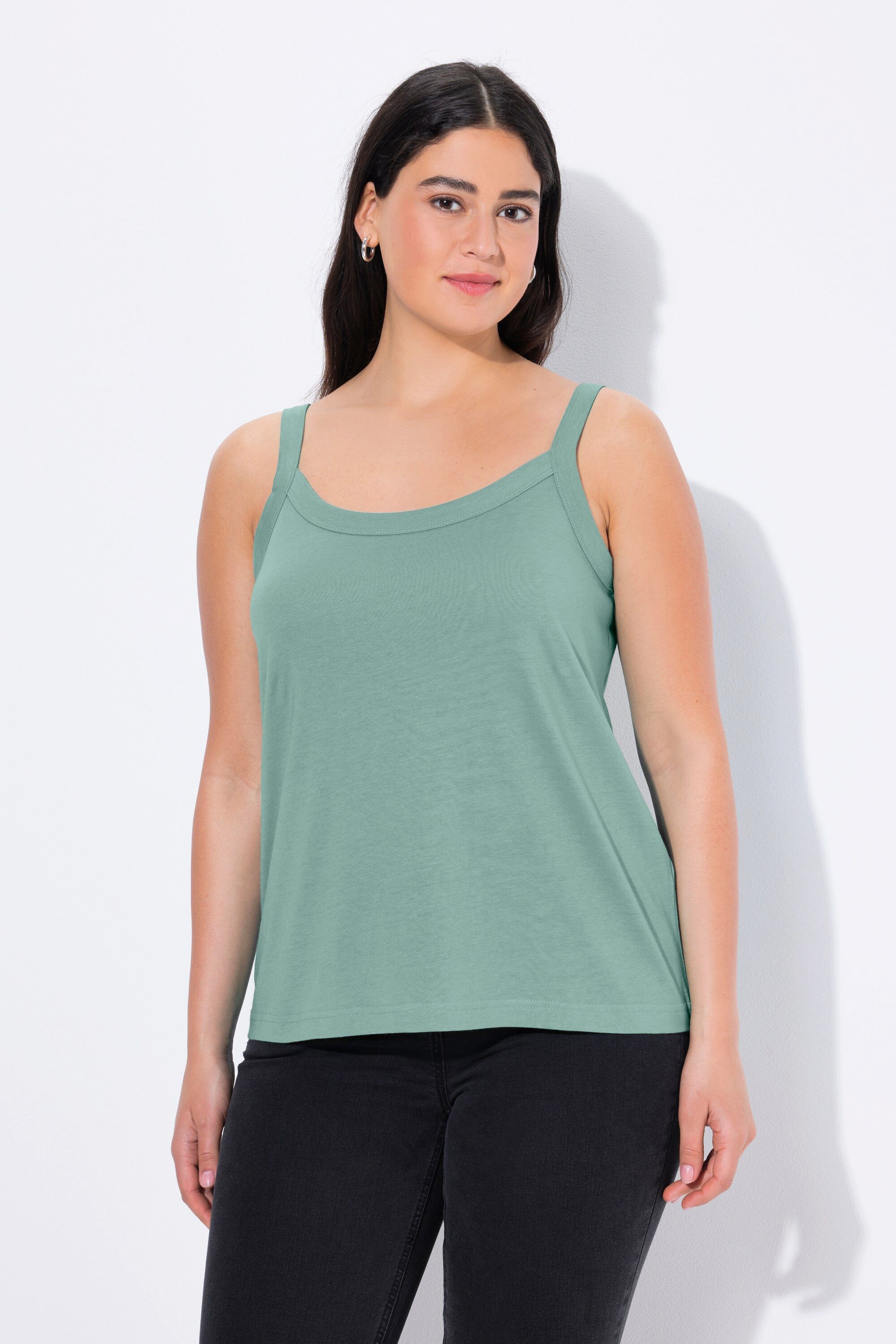 Ulla Popken Longtop Spaghettitop Rundhals Modalmix ärmellos günstig online kaufen