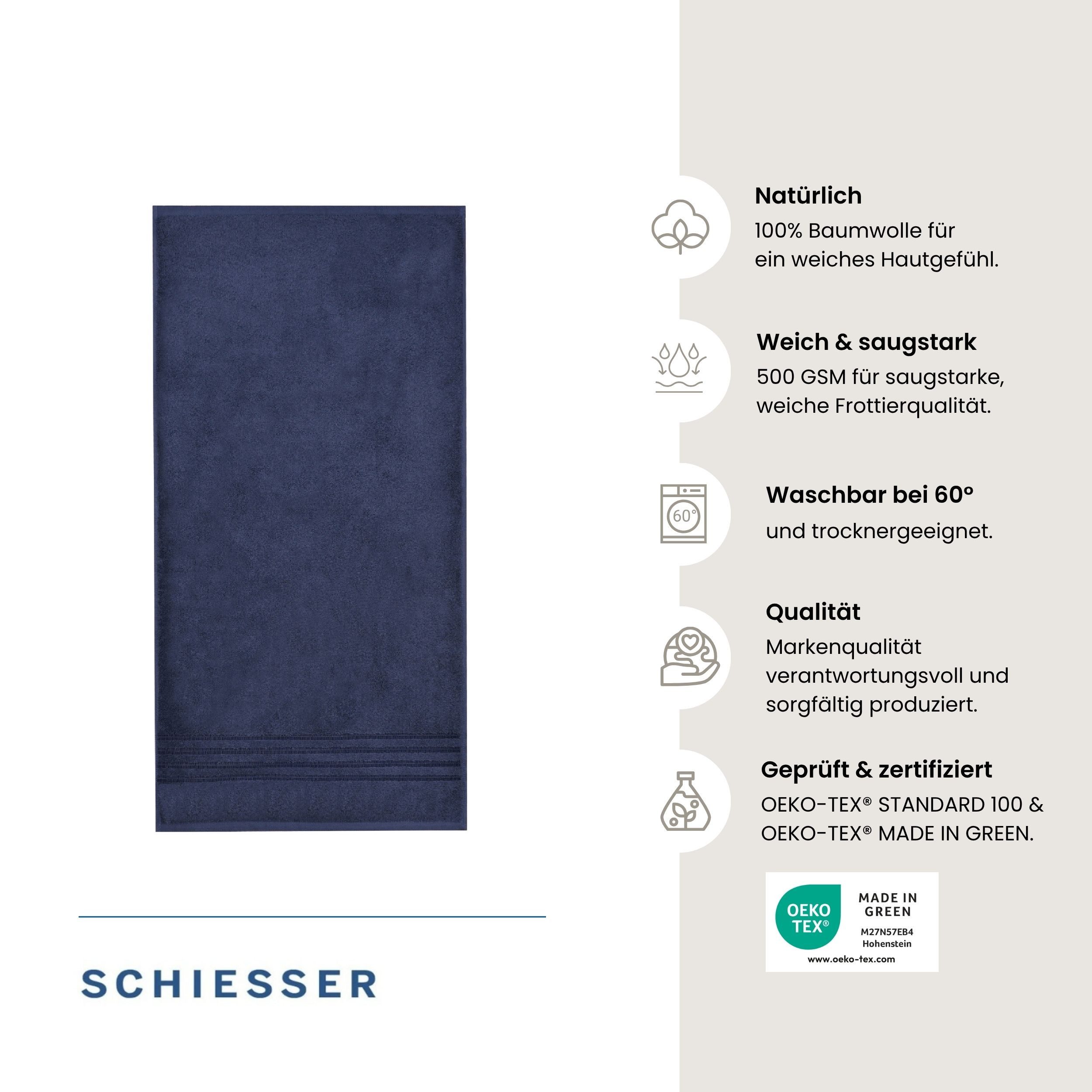 Schiesser Duschtücher Milano aus 100% Baumwolle mit eleganter Bordüre in Hoch-Tief-Optik, Frottier (Set, 2-St), OEKO-TEX® MADE IN GREEN – Bild 2 von 5