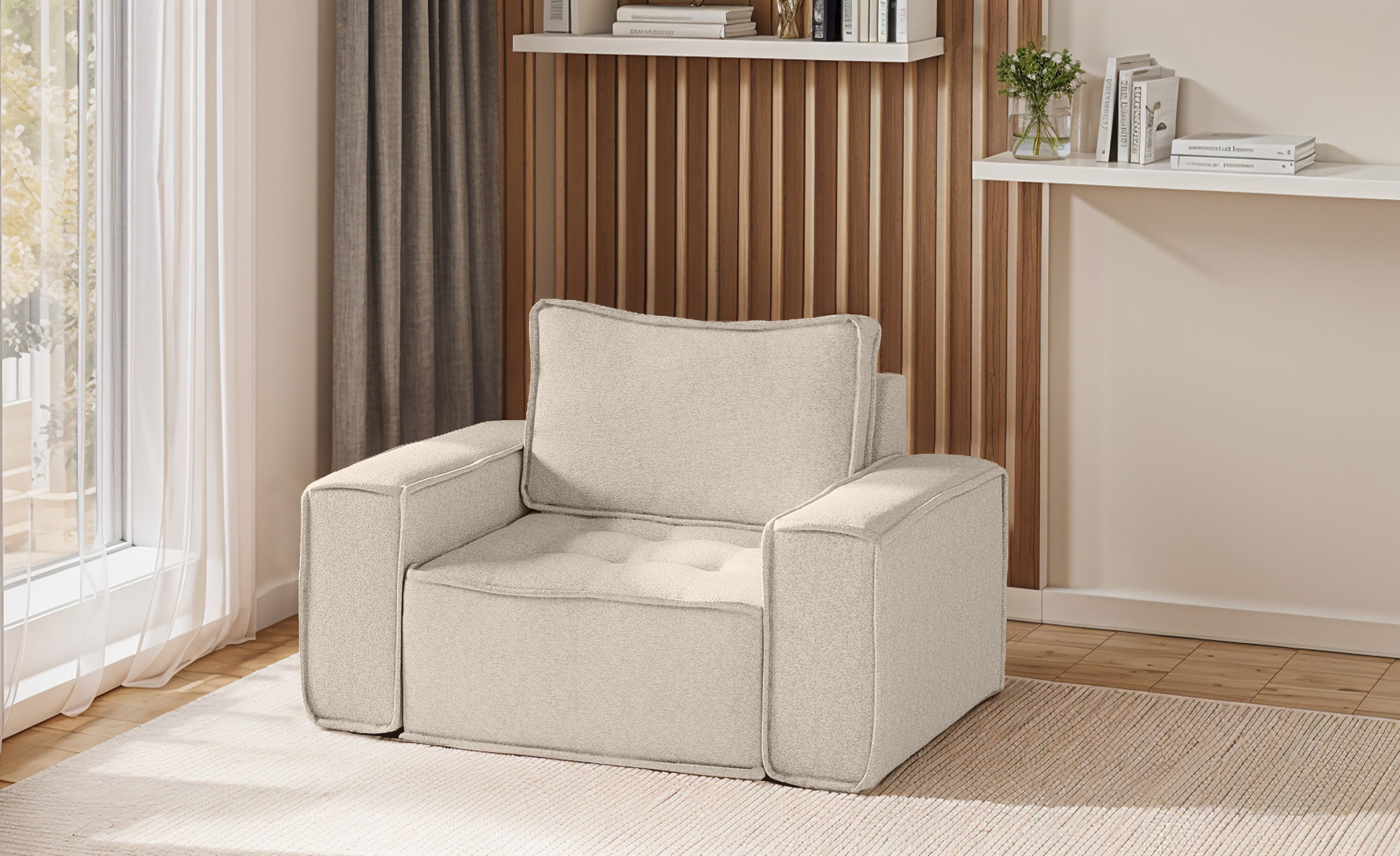 yourhouse24 Sessel BOHO aus Chenille (Alpine / Raven) – Freistehend