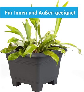 2friends Pflanzkübel 2er Set - Eckiger Blumentopf groß draußen in Anthrazit, 38x38x28 cm, Pflanztöpfe groß für Garten & Terrasse