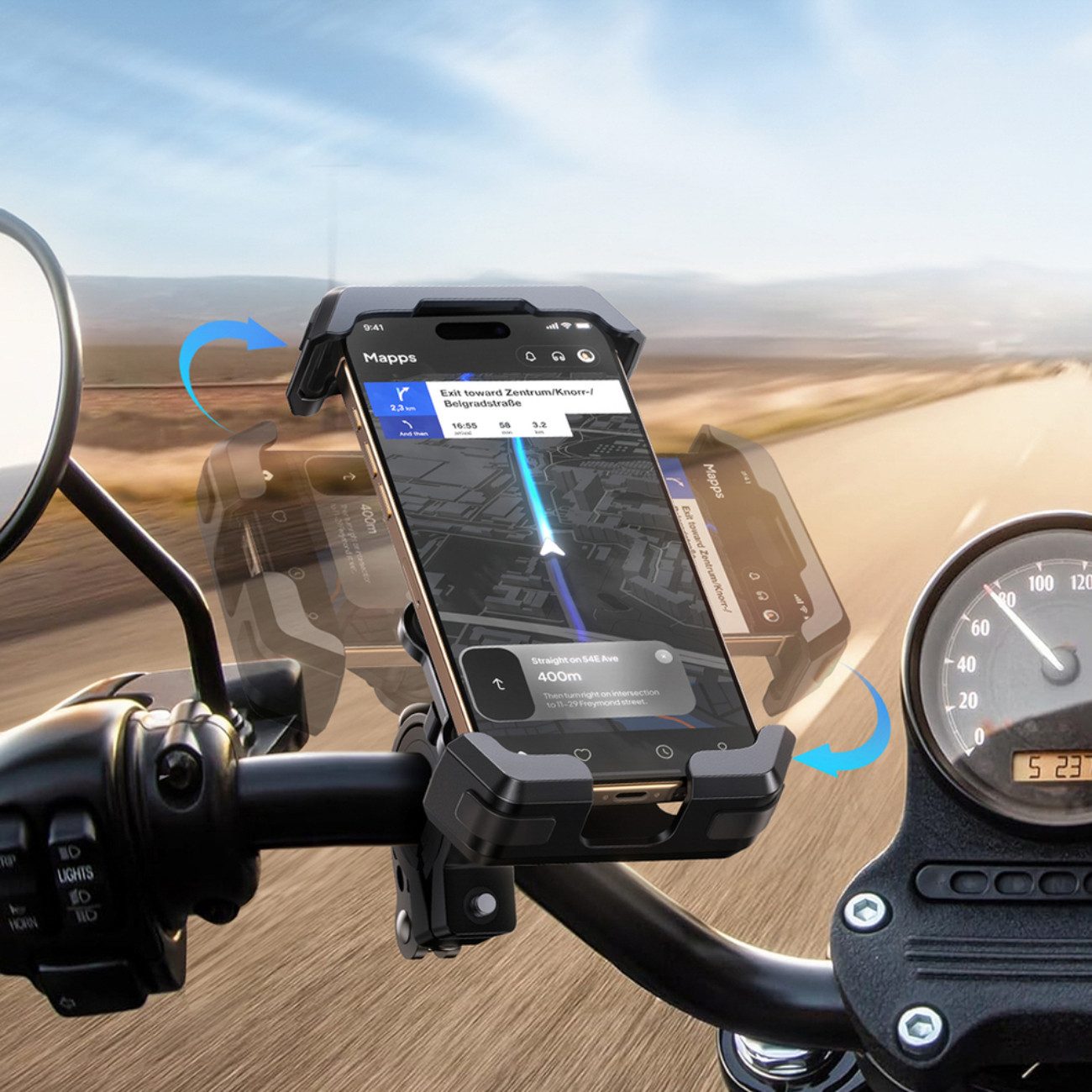 JOYROOM Mobile Phone Holder JR-ZS428, (up to 7 inches, single item, shockproof handlebar mount with 360° rotation for 4.7–7 inch smartphones)