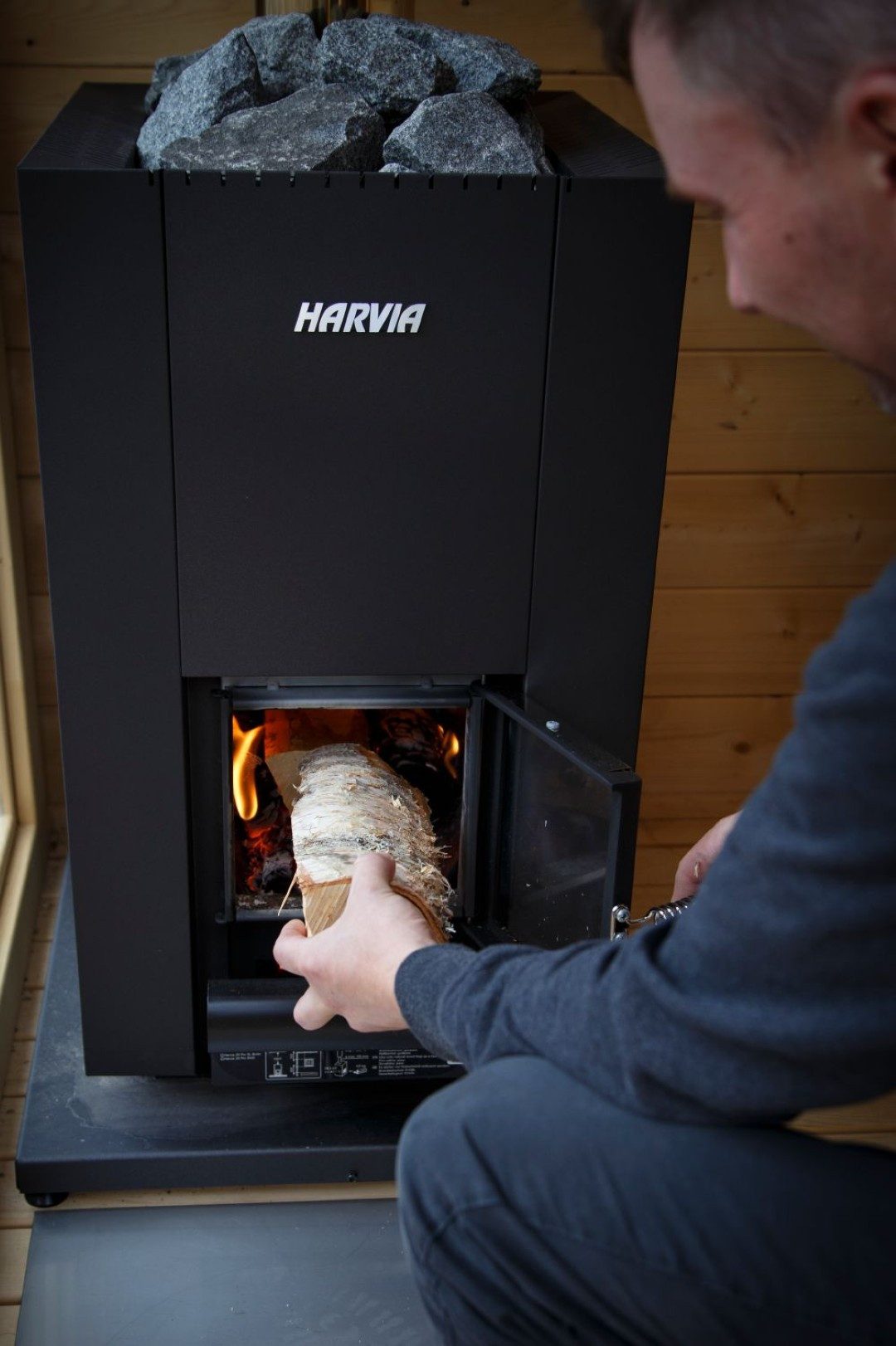 HARVIA Saunaofen Harvia Holzofen Linear 18 Compact, 14,3 kW, manuell, Holzbefeuerung, schnelle Aufheizung, sichtbares Feuer durch Glastür
