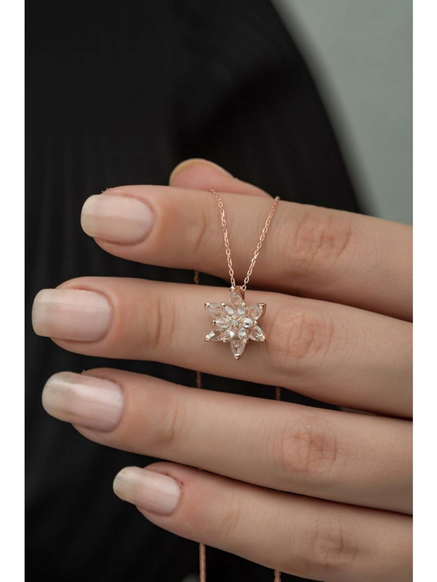 Nisan Kette und Anhänger Set, 925er Silberkette mit weißem Lotusblüten-Anhä günstig online kaufen