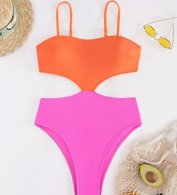 HOTDUCK Bügel-Bikini Einteiliger, farbenfroher Bikini mit hochgeschnittener Taille