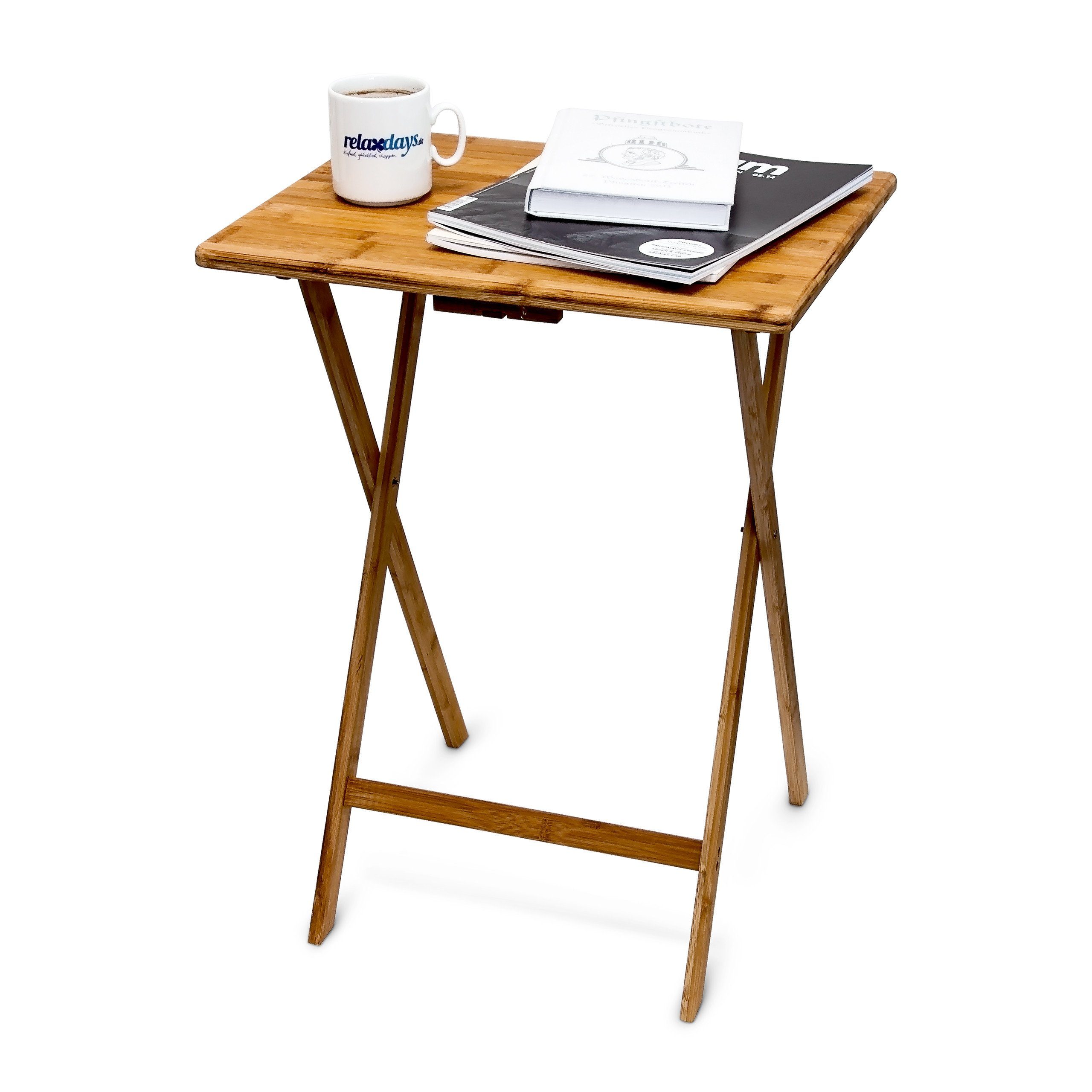relaxdays Klapptisch Beistelltisch klappbar Bambus (1-St)