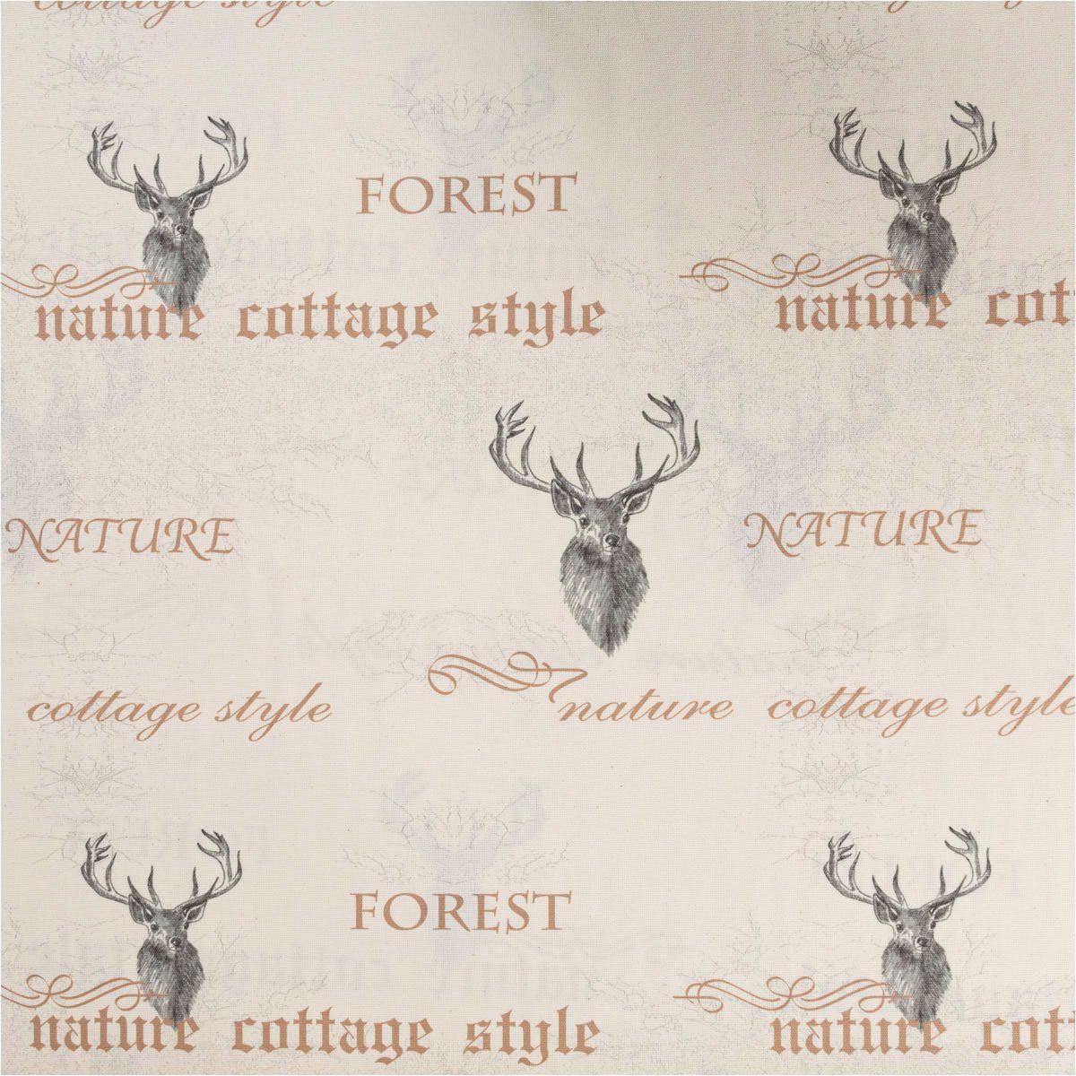 Stoff Vorhangstoff Meterware Dekostoff Forest Hirsch beige grau 160cm, made in Germany