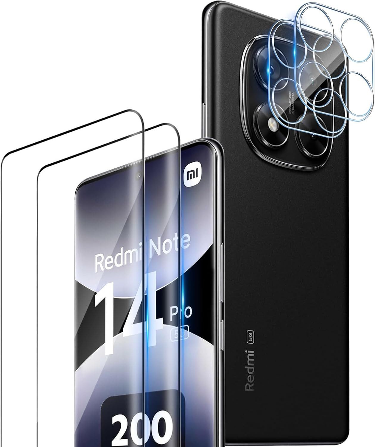 MSM Displayschutzglas 2X 3D Schutzglas (Display + Kamera) für Xiaomi Redmi Note 14 Pro 5G