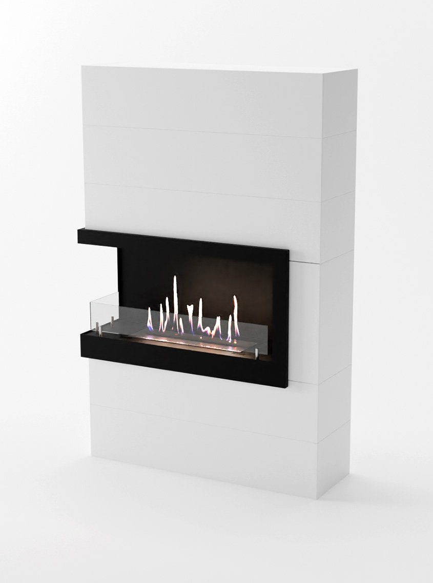 GLOW FIRE Echtfeuer-Dekokamin Halden links Ethanol Kamin, Bioethanol Kamin mit 3h Brenndauer, Heizleistung bis 2 kw