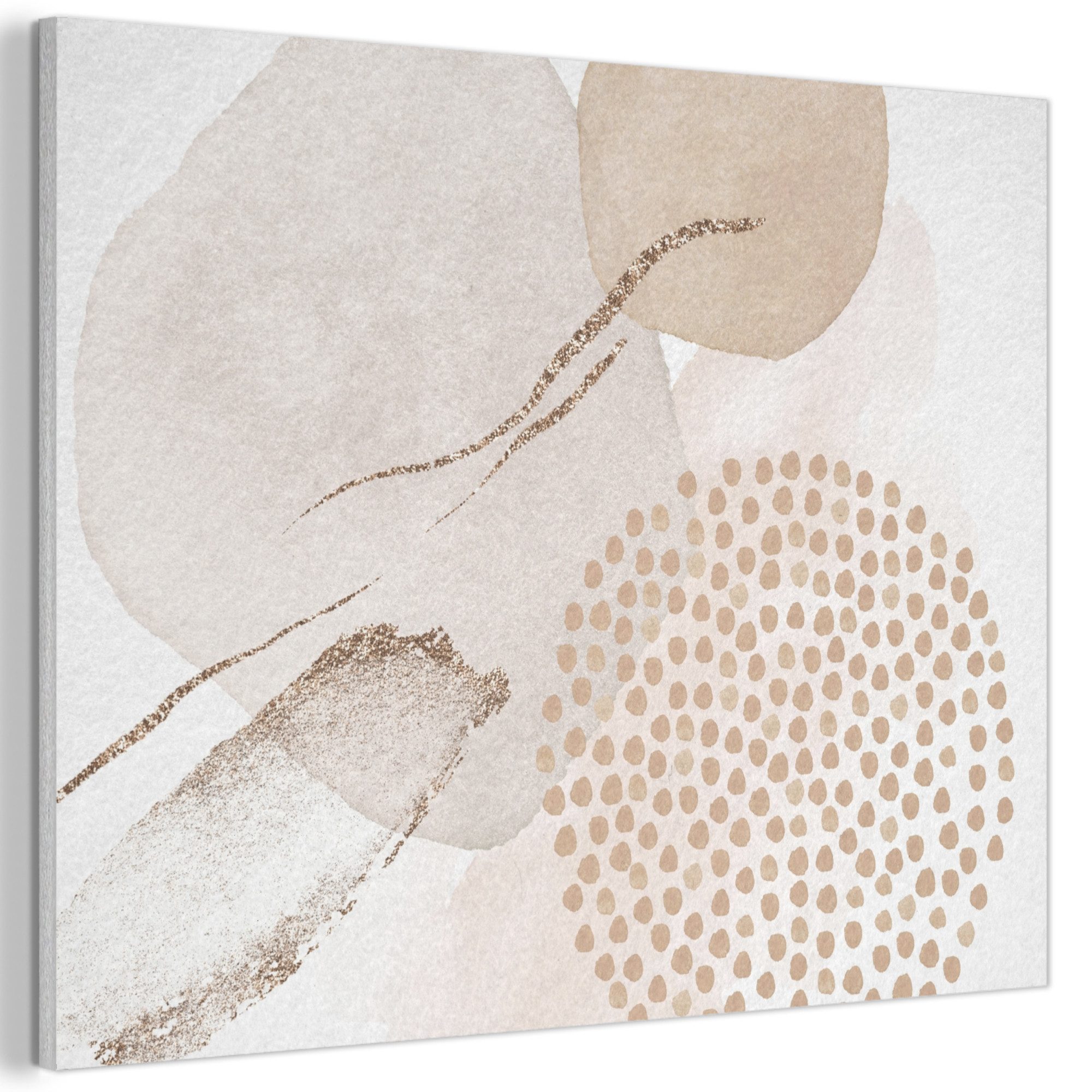 MuchoWow Gemälde Aquarell - Beige - Pastell - Modern - Abstrakt, Fotodruck (1 St), Akustikpaneele PET-Filz, Akustikbild, Schalldämmung, Deko 40x30 cm