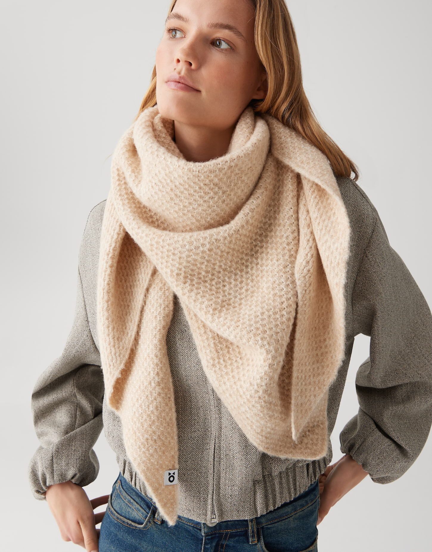 OPUS Dreieckstuch AFRAASI mit Wolle, one size, Mélange-Effekt, Waffelstrukt günstig online kaufen