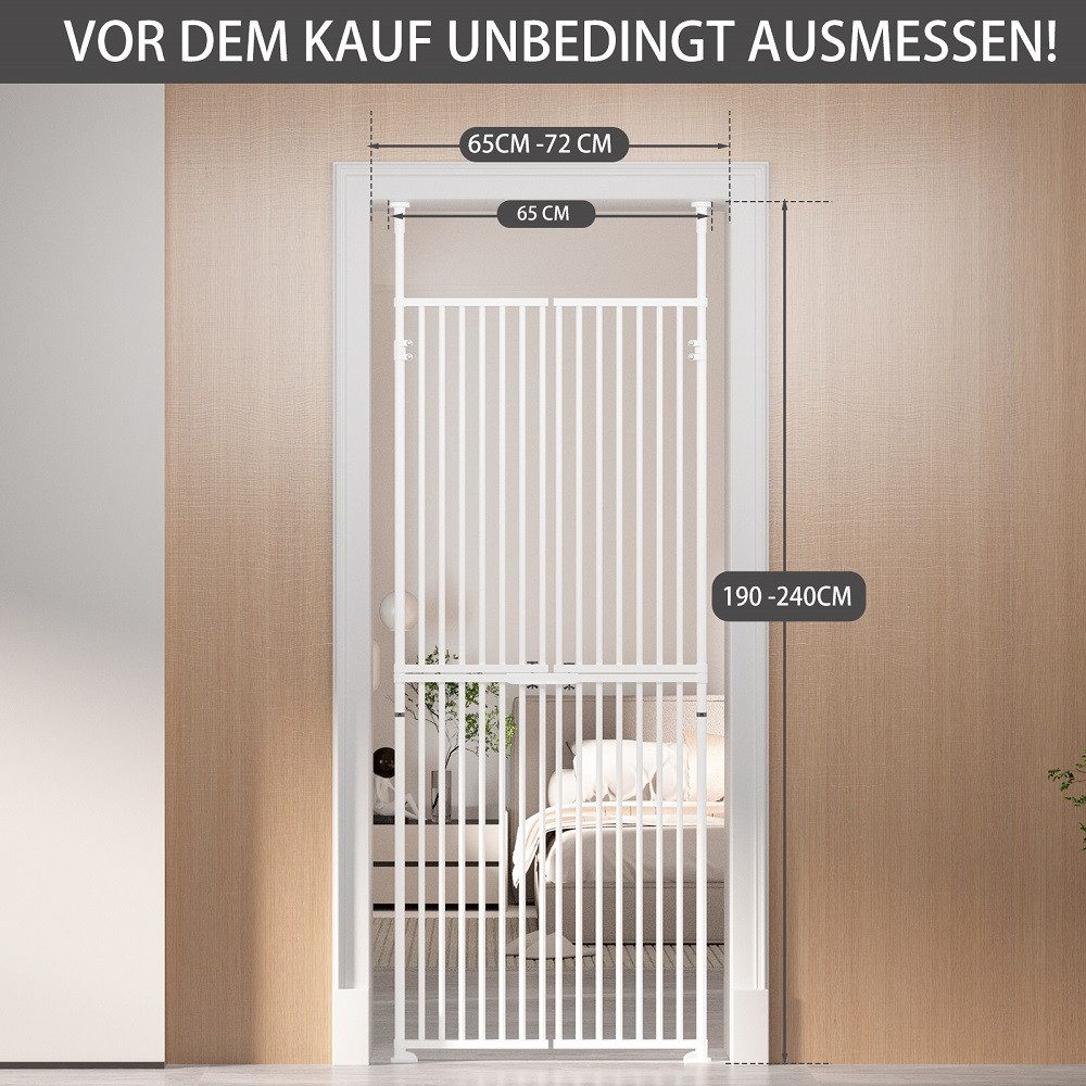 Meulbaty Tierabsperrgitter Extra hohes Katzengitter 180 cm, Katzengitter für Türen ohne Klettern, für 65–72 cm breite Öffnung, kein Bohren, 3,17 cm Rasterabstand