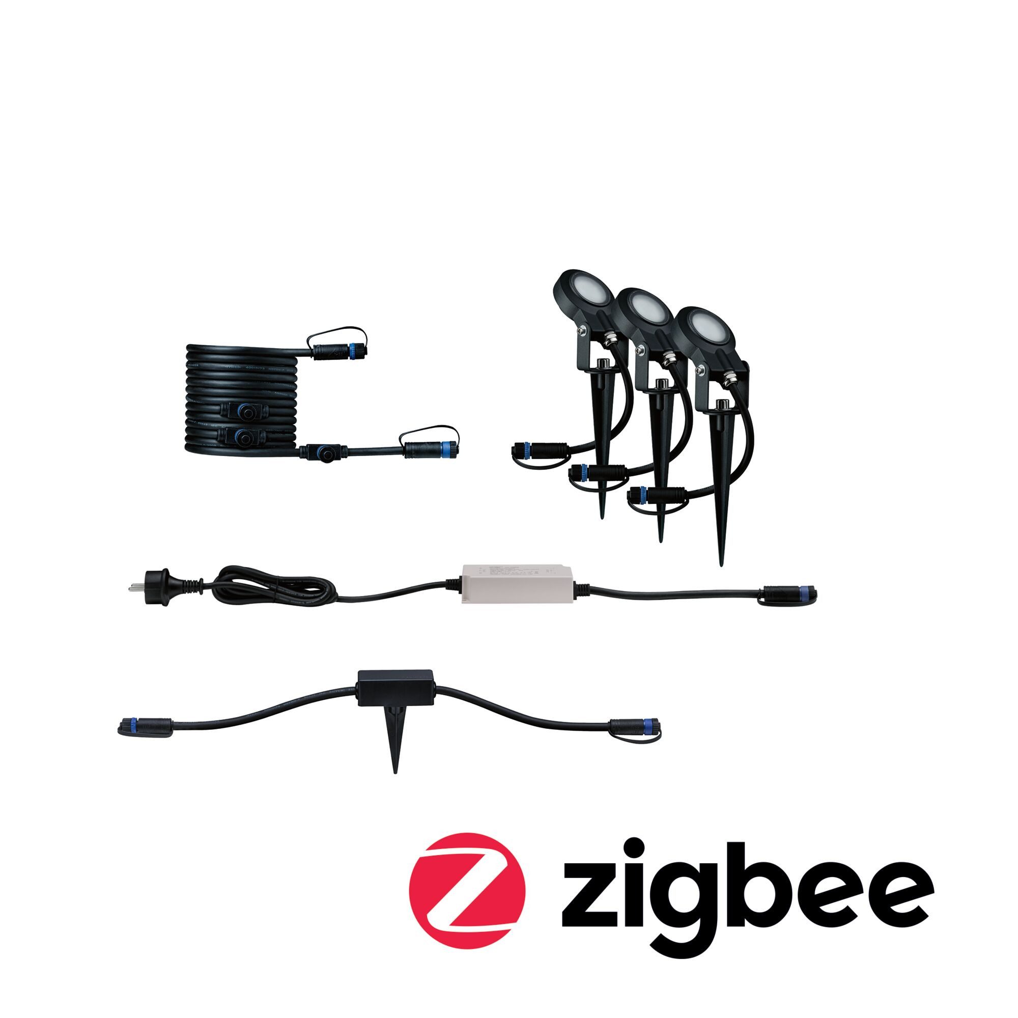Paulmann LED Wandleuchte Plug & Shine Set Smart Home Zigbee 3.0 LED Gartenstrahler Sting IP67 3