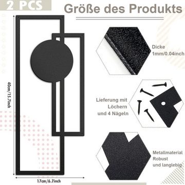 DOPWii Wanddekoobjekt 2 Stück Metall Wanddekoration, Geometrische Wanddekoration, Modern Minimalistisch