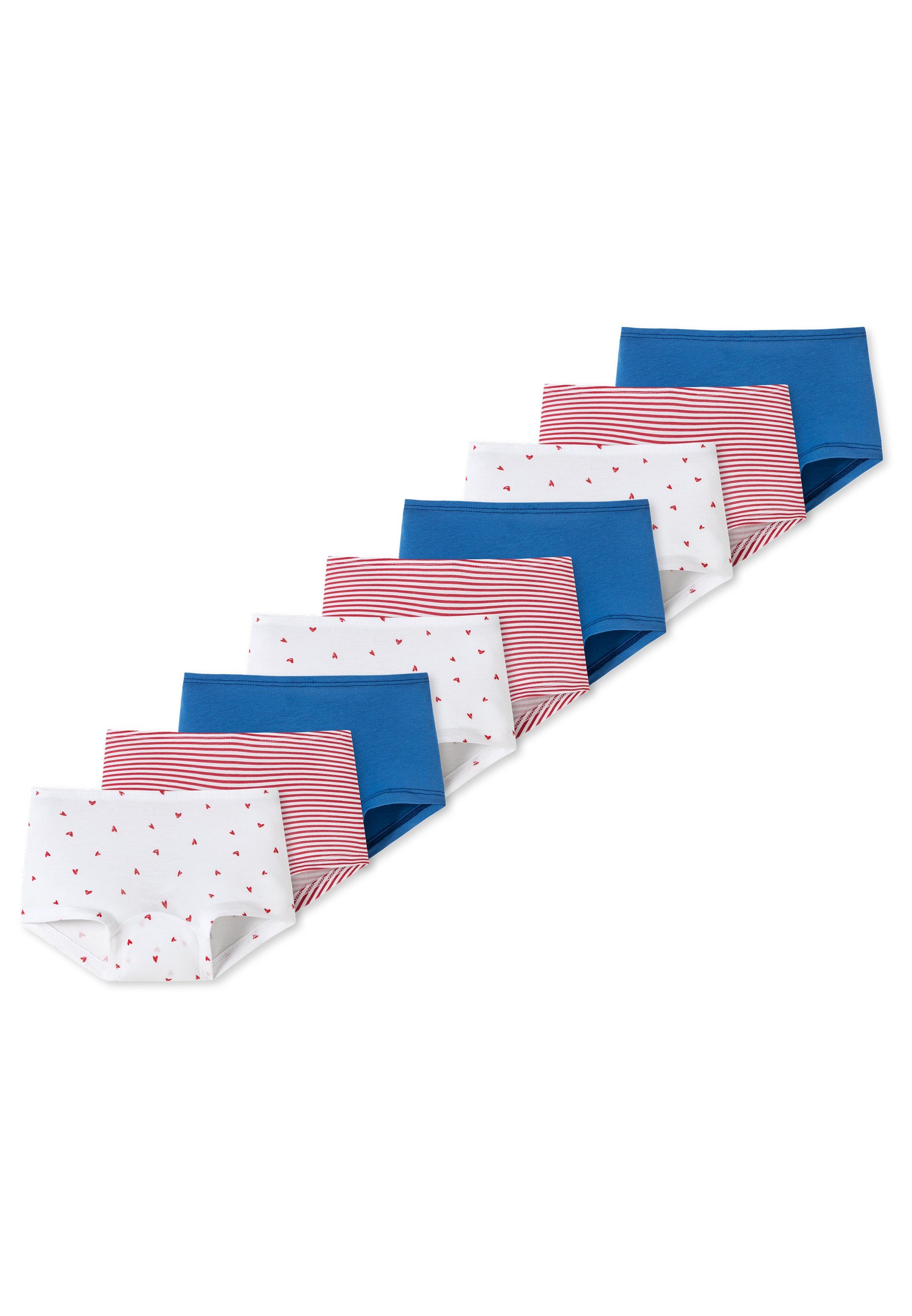 Schiesser Panty 9er Pack Kids Girls 95/5 Organic Cotton (Spar-Set, 9-St) Short Slip - Baumwolle - Blau / Rot / Weiß - 901 (FS23) | Klassische Panties