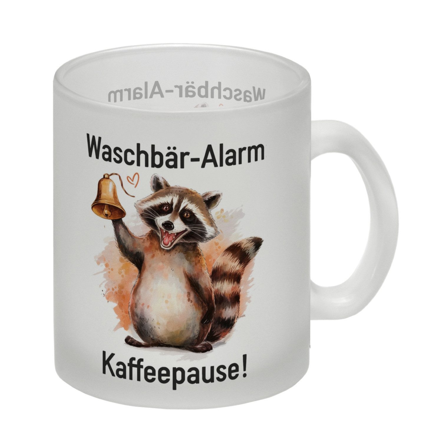 Tasse Waschbär mit Glocke Kaffeepause Glas Tasse